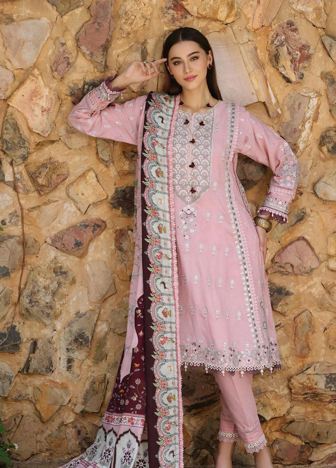 Noor By Saadia Asad Embroidered Karandi Suits Unstitched 3 Piece NSA23WS D3 - Winter Collection