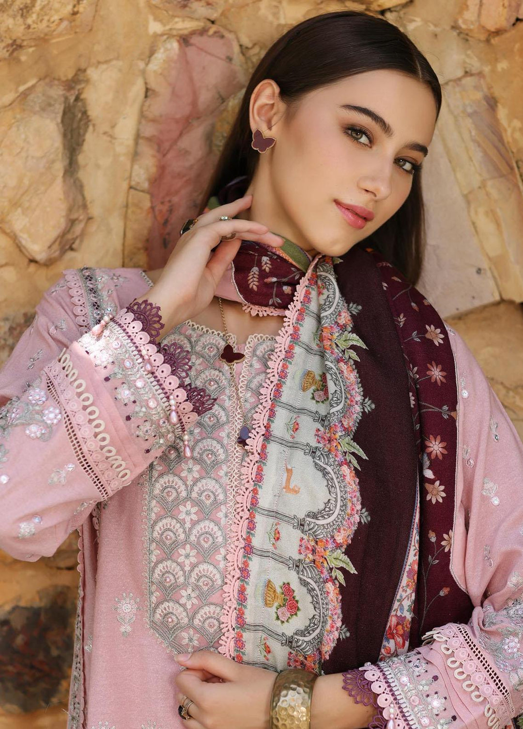 Noor By Saadia Asad Embroidered Karandi Suits Unstitched 3 Piece NSA23WS D3 - Winter Collection