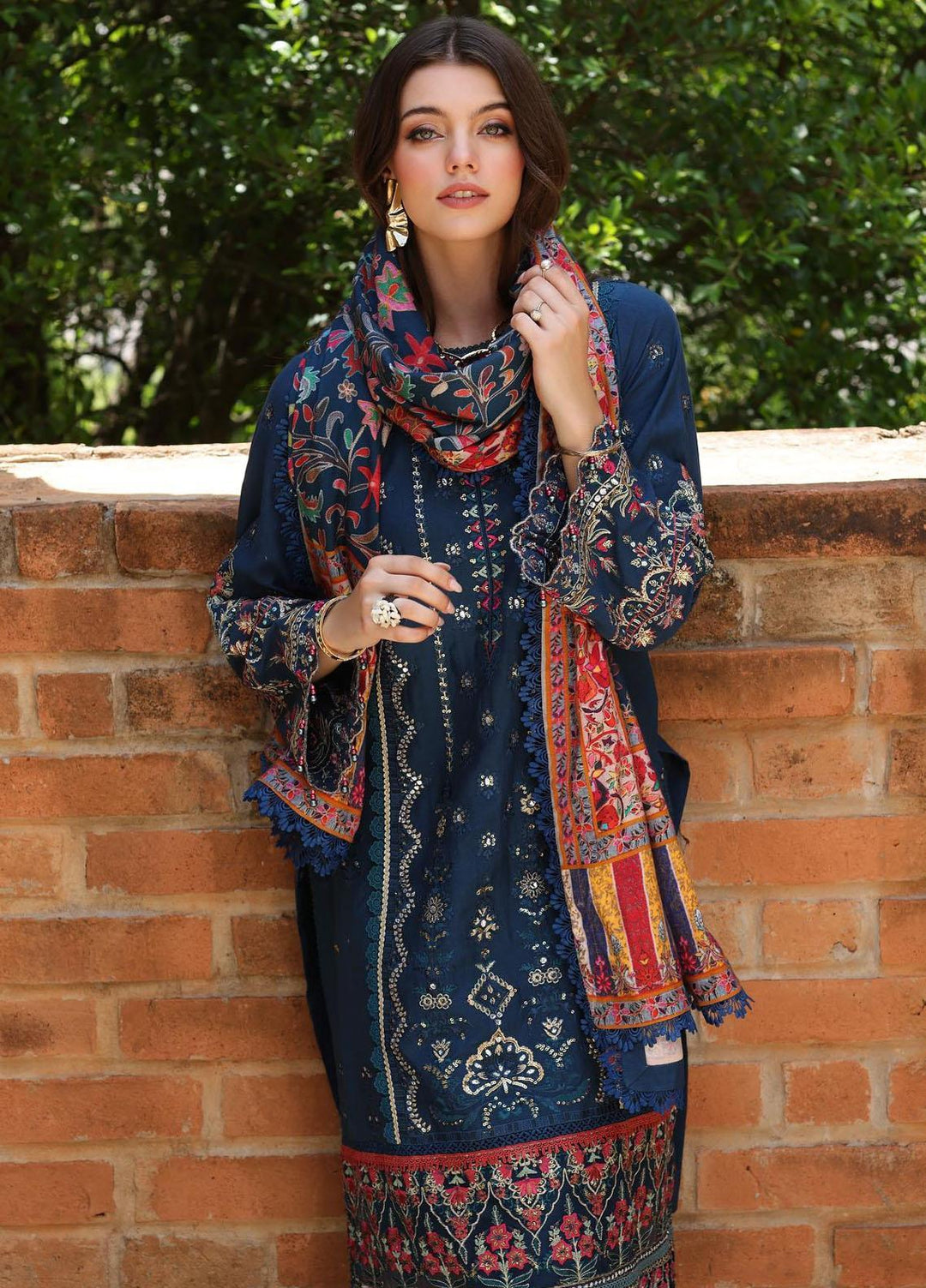 Noor By Saadia Asad Embroidered Khaddar Suits Unstitched 3 Piece NSA23WS D5 - Winter Collection