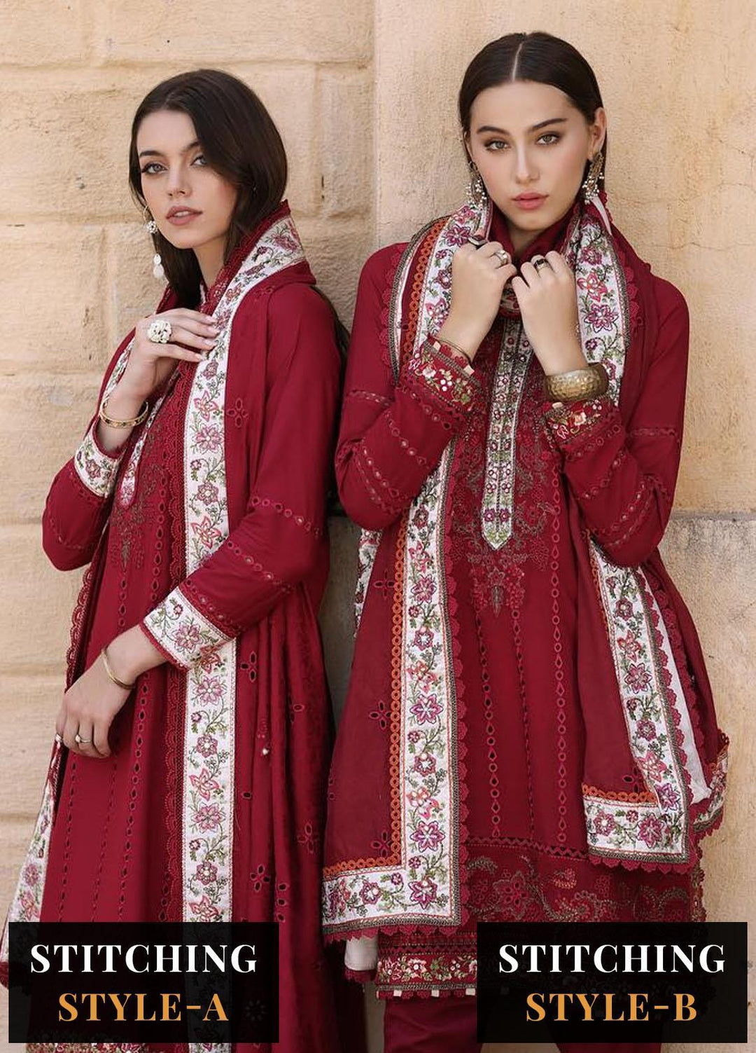Noor By Saadia Asad Embroidered Linen Suits Unstitched 3 Piece NSA23WS D7 - Winter Collection