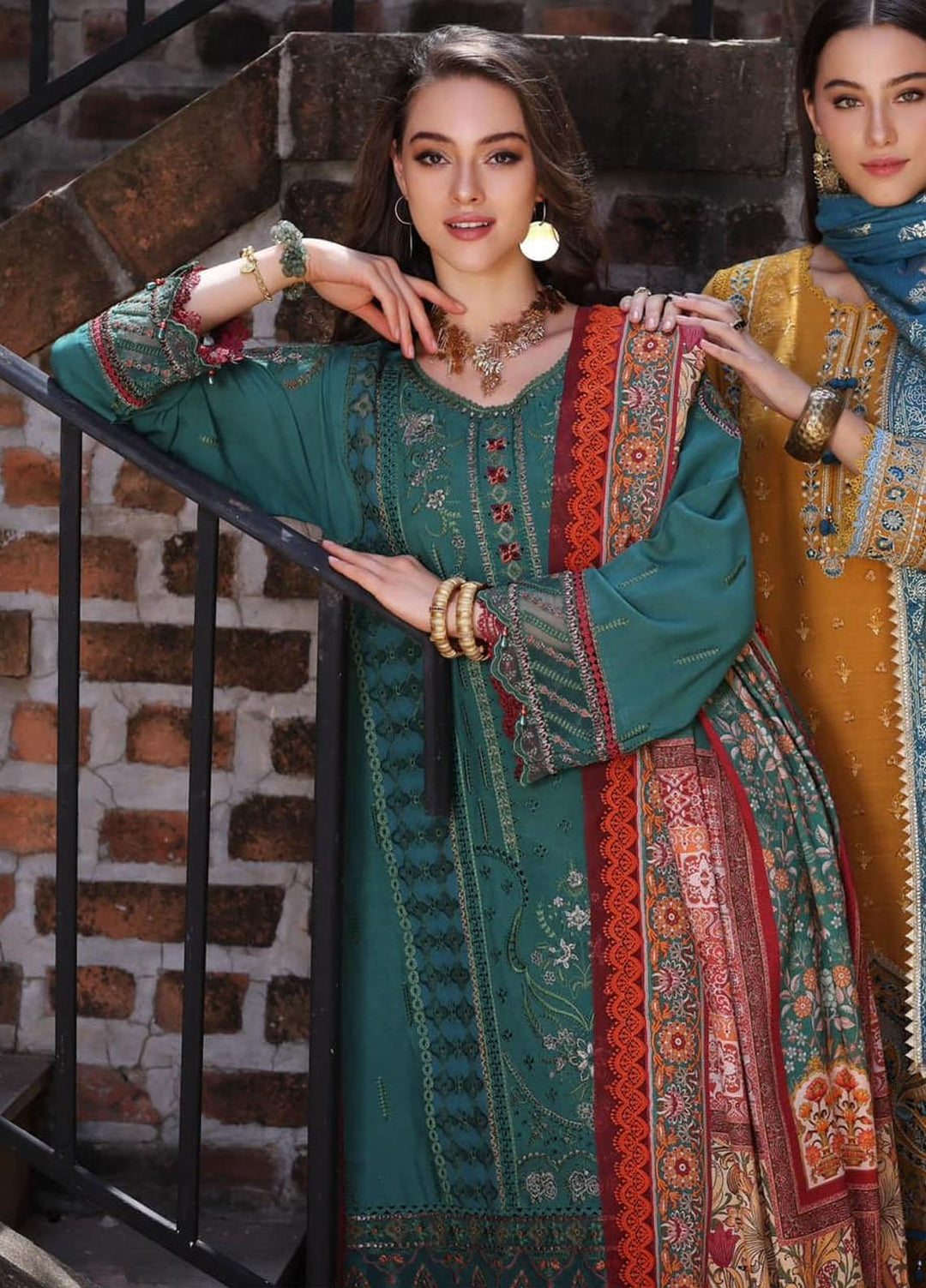 Noor By Saadia Asad Embroidered Linen Suits Unstitched 3 Piece NSA23WS D8 - Winter Collection