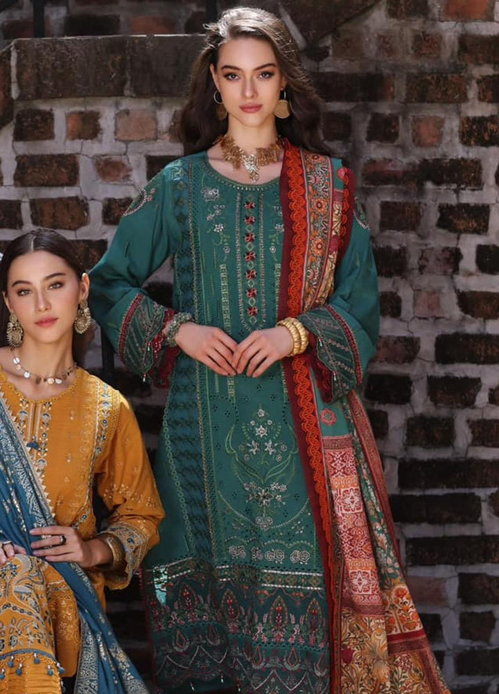 Noor By Saadia Asad Embroidered Linen Suits Unstitched 3 Piece NSA23WS D8 - Winter Collection