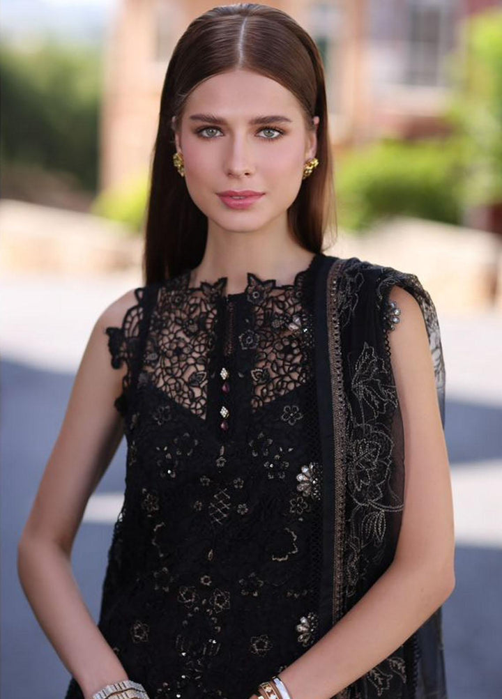 Noor By Saadia Asad Embroidered Chiffon Suits Unstitched 3 Piece NSA23SL D7 - Luxury Collection