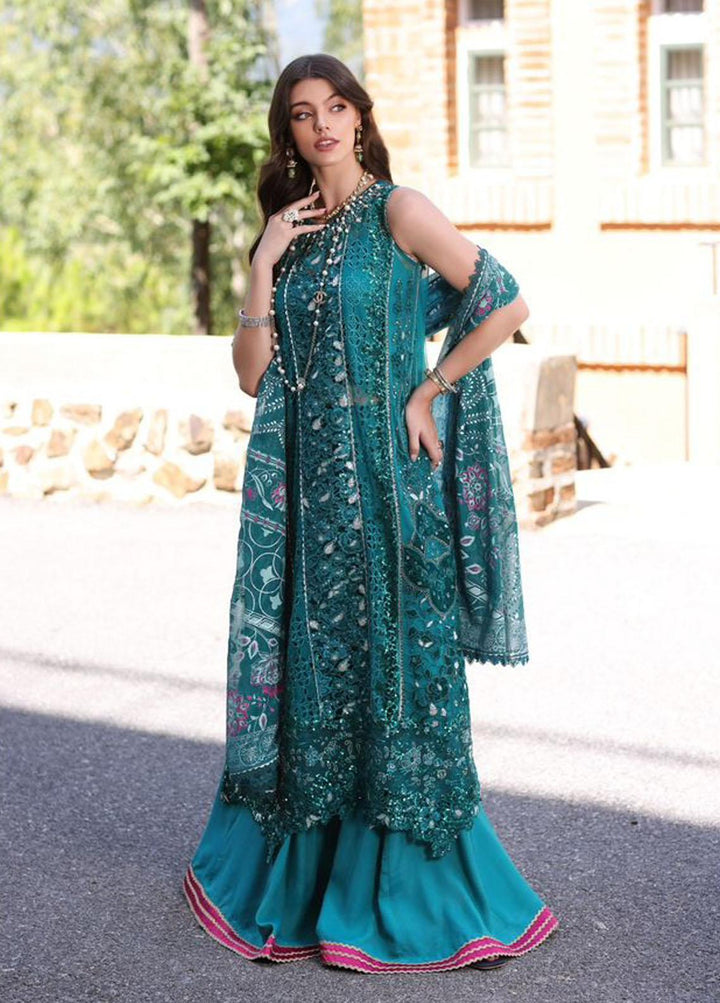 Noor By Saadia Asad Embroidered Chiffon Suits Unstitched 3 Piece NSA23SL D8 - Luxury Collection