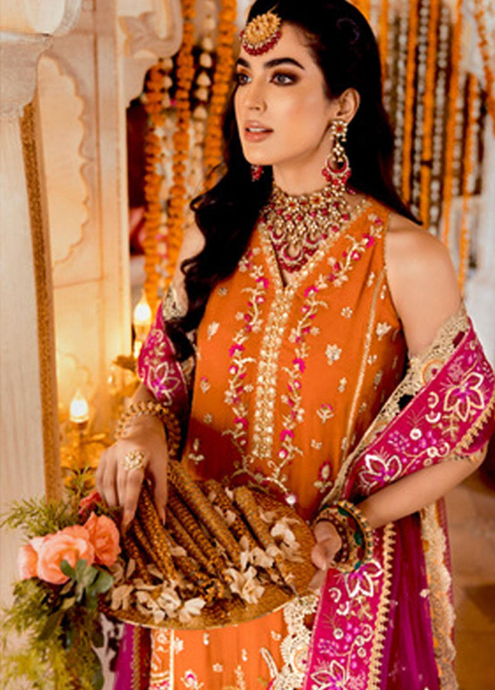 Noor by Saadia Asad Embroidered Chiffon Suits Unstitched 3 Piece SA21WD D6 - Wedding Collection