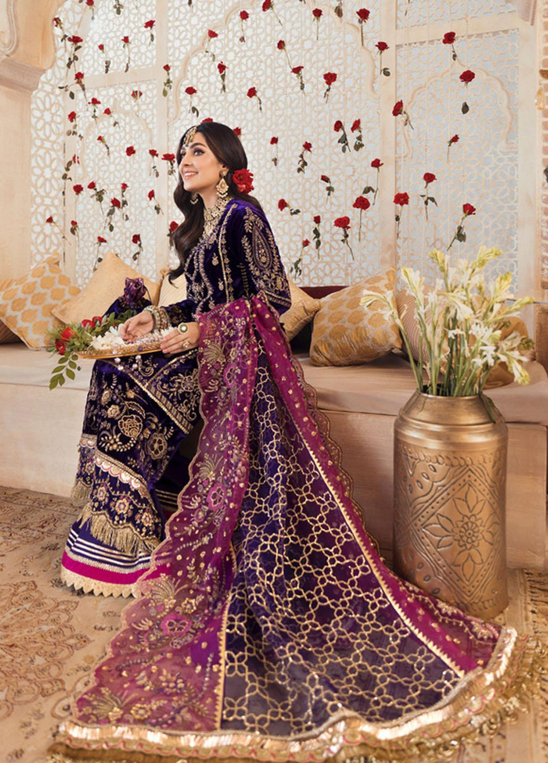 Noor by Saadia Asad Embroidered Velvet Suits Unstitched 3 Piece SA21WD D7 - Wedding Collection