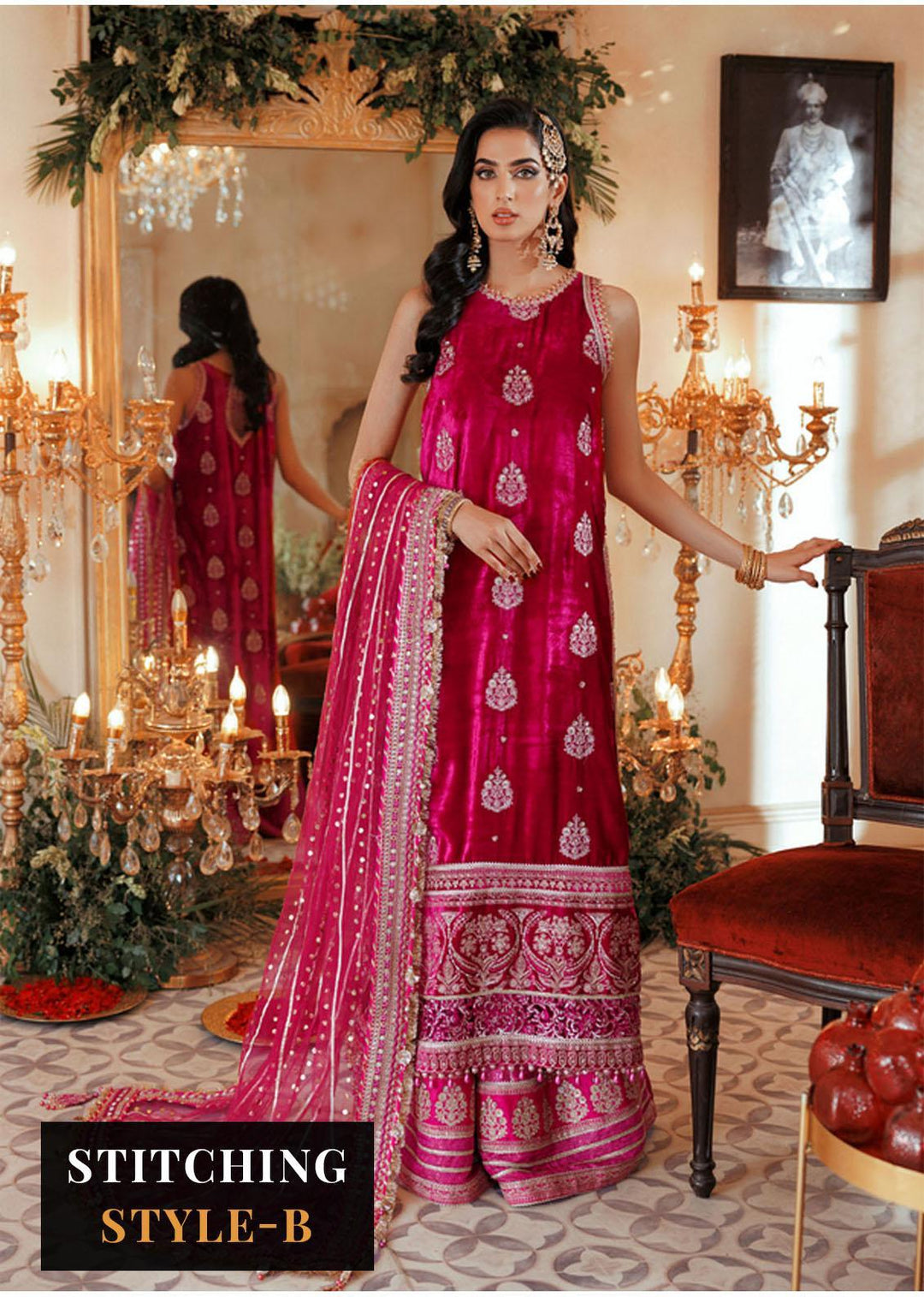 Noor By Saadia Asad Embroidered Velvet Suits Unstitched 3 Piece NSA22WD D1 Miran - Wedding Collection