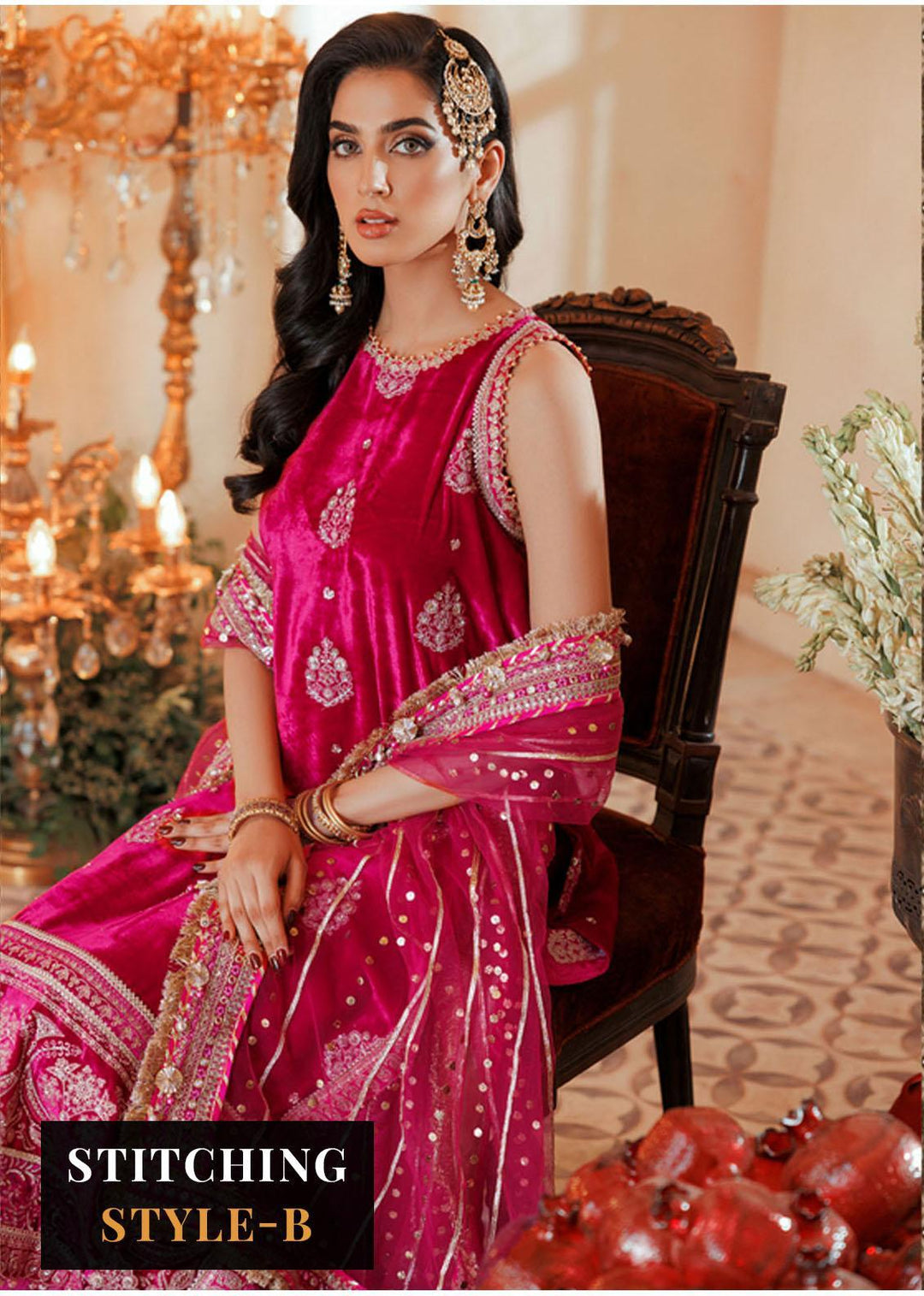 Noor By Saadia Asad Embroidered Velvet Suits Unstitched 3 Piece NSA22WD D1 Miran - Wedding Collection