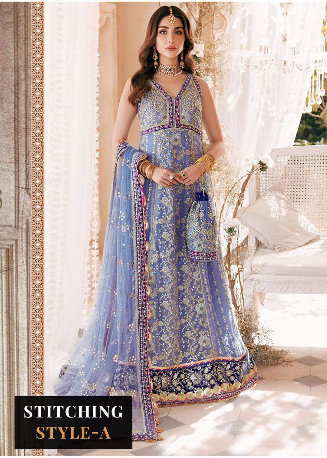 Noor By Saadia Asad Embroidered Chiffon Suits Unstitched 3 Piece NSA22WD D2 Sitareh - Wedding Collection