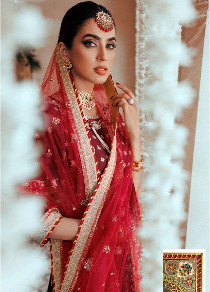 Noor By Saadia Asad Embroidered Raw Silk Suits Unstitched 3 Piece NSA22WD D3 Banafsheh - Wedding Collection