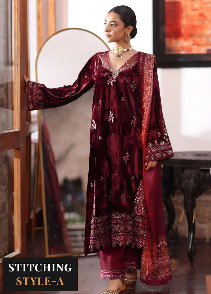 Noor by Saadia Asad Embroidered Suit Unstitched 3 Piece NSA24SW D-1 Qais - Winter Collection