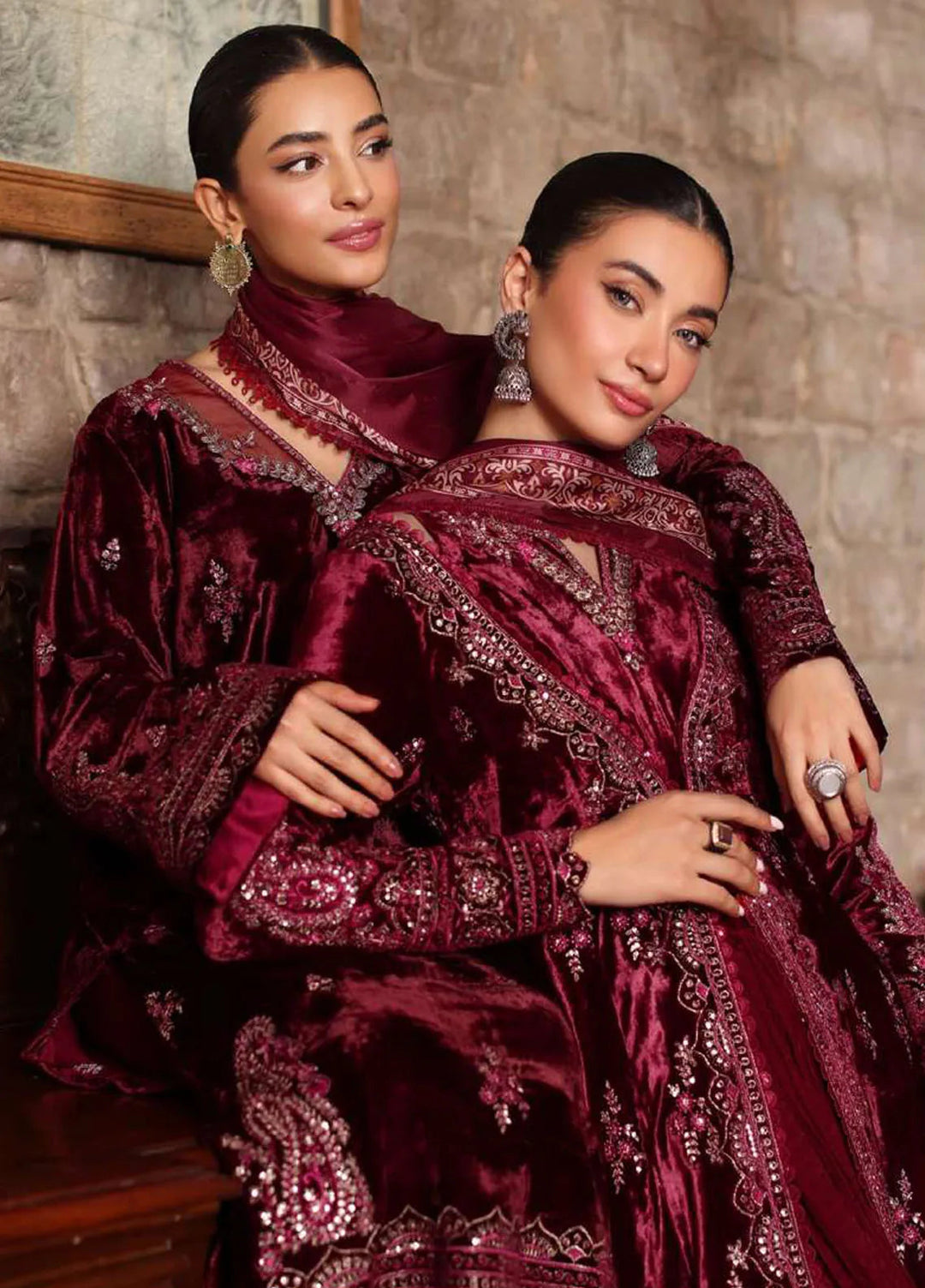 Noor by Saadia Asad Embroidered Suit Unstitched 3 Piece NSA24SW D-1 Qais - Winter Collection