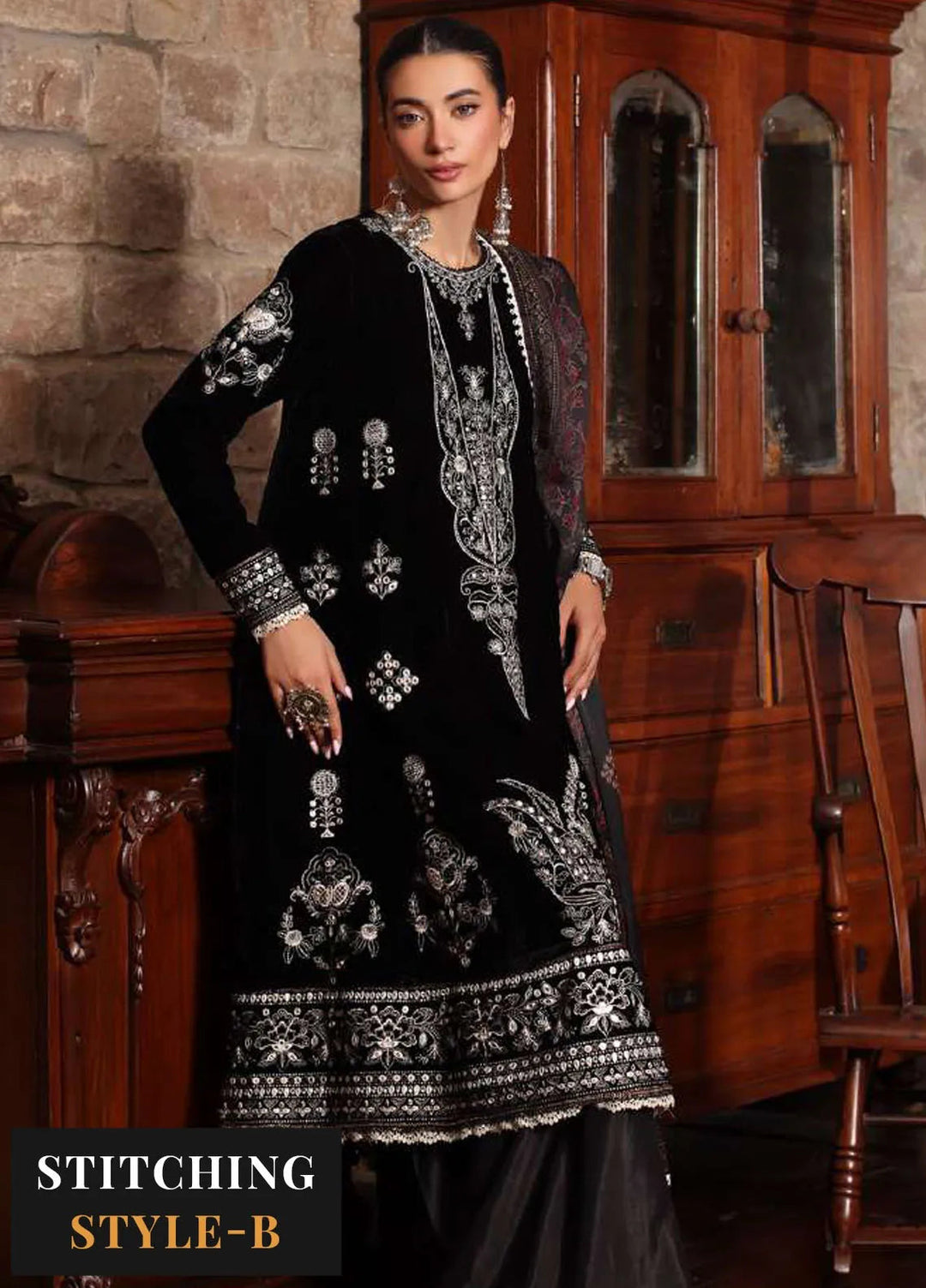 Noor by Saadia Asad Embroidered Suit Unstitched 3 Piece NSA24SW D-12 Pareeha - Winter Collection