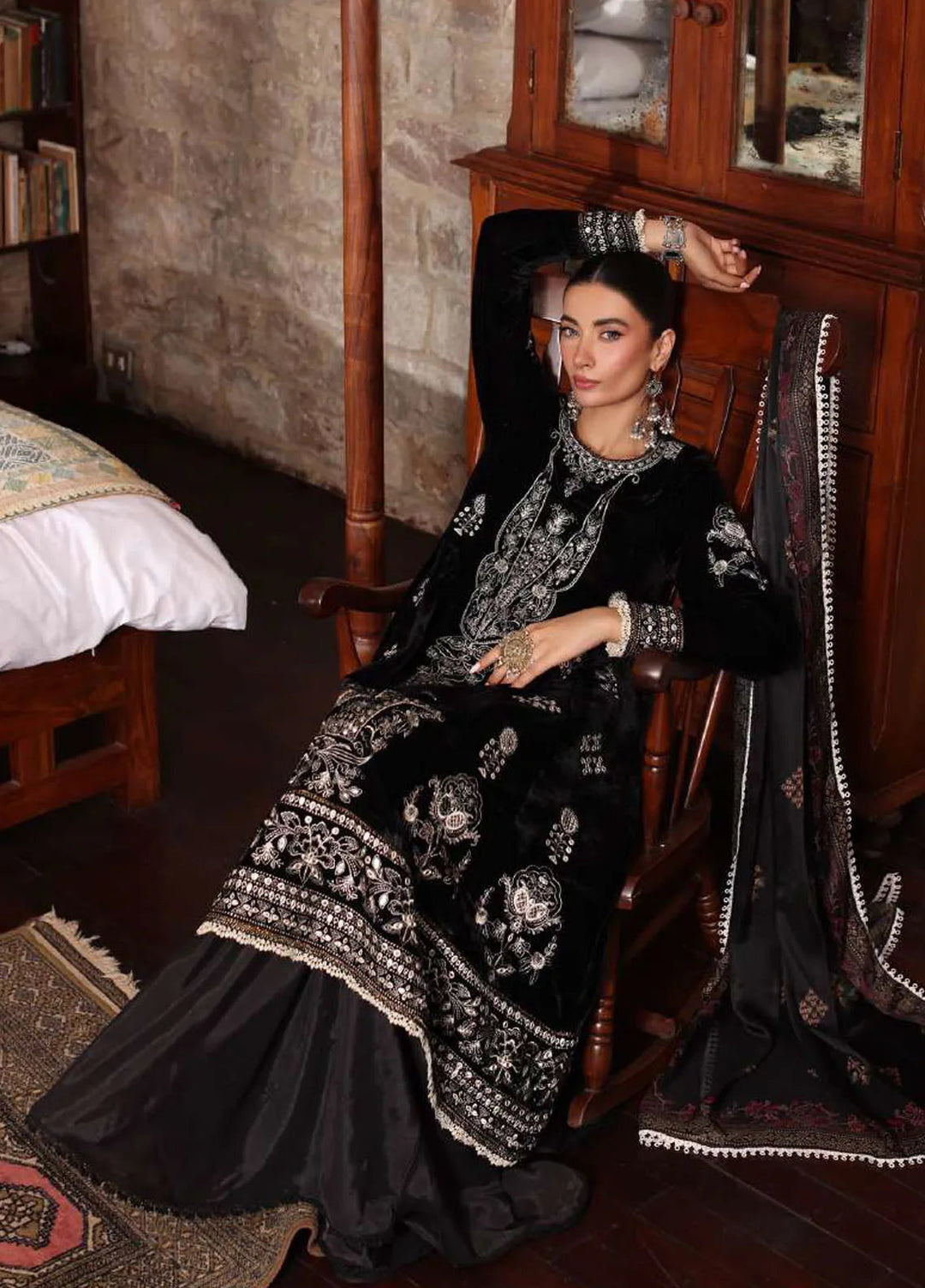 Noor by Saadia Asad Embroidered Suit Unstitched 3 Piece NSA24SW D-12 Pareeha - Winter Collection