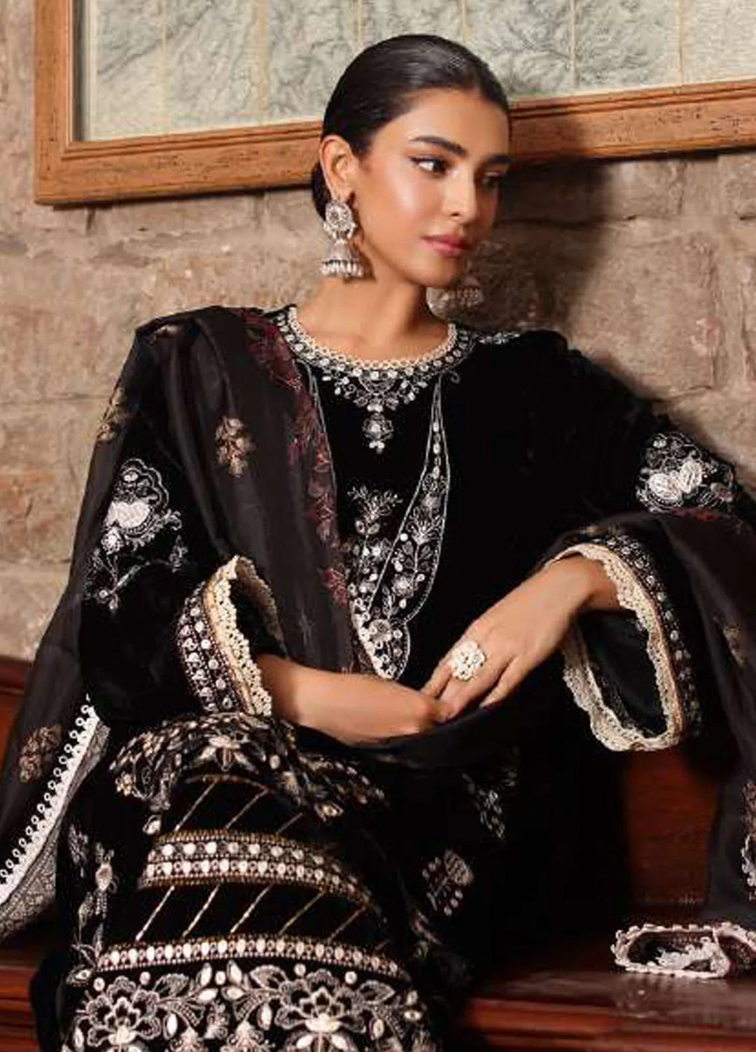 Noor by Saadia Asad Embroidered Suit Unstitched 3 Piece NSA24SW D-12 Pareeha - Winter Collection