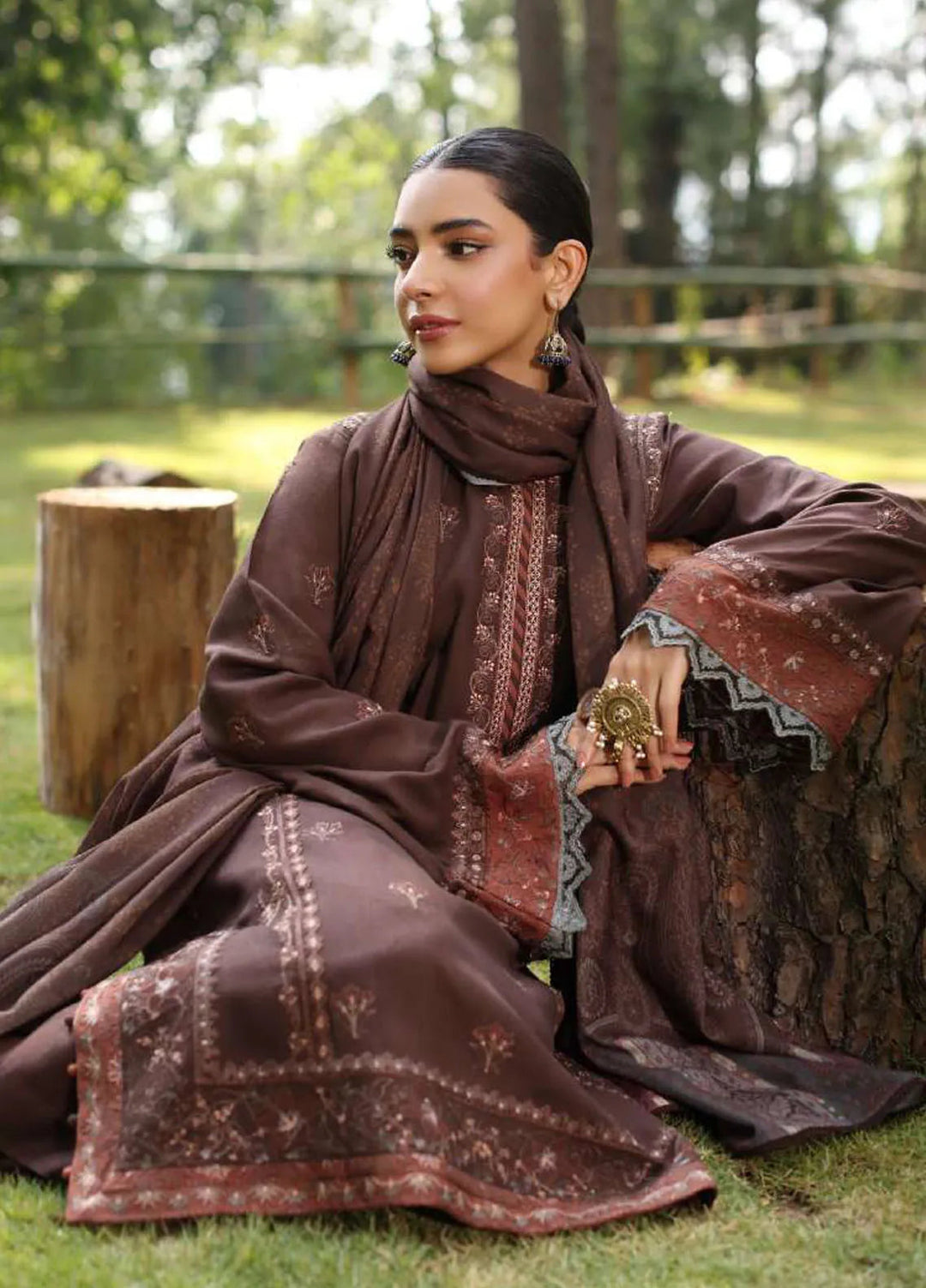 Noor by Saadia Asad Embroidered Suit Unstitched 3 Piece NSA24SW D-4 Mysa - Winter Collection