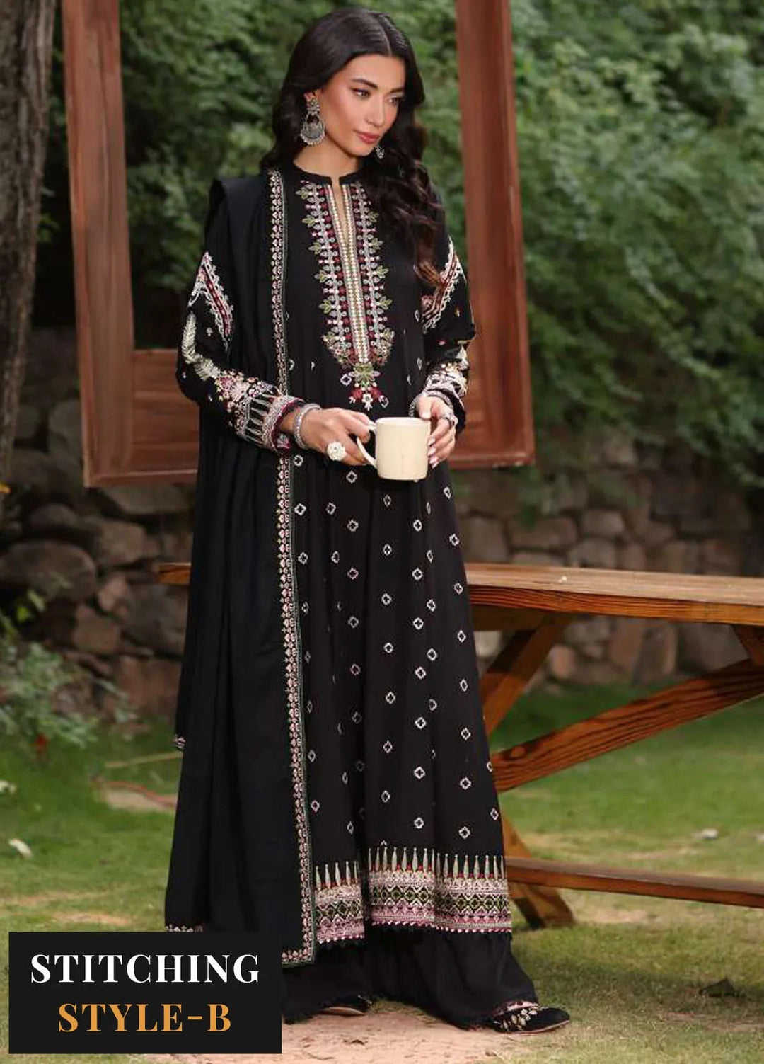 Noor by Saadia Asad Embroidered Suit Unstitched 3 Piece NSA24SW D-5 Koel - Winter Collection