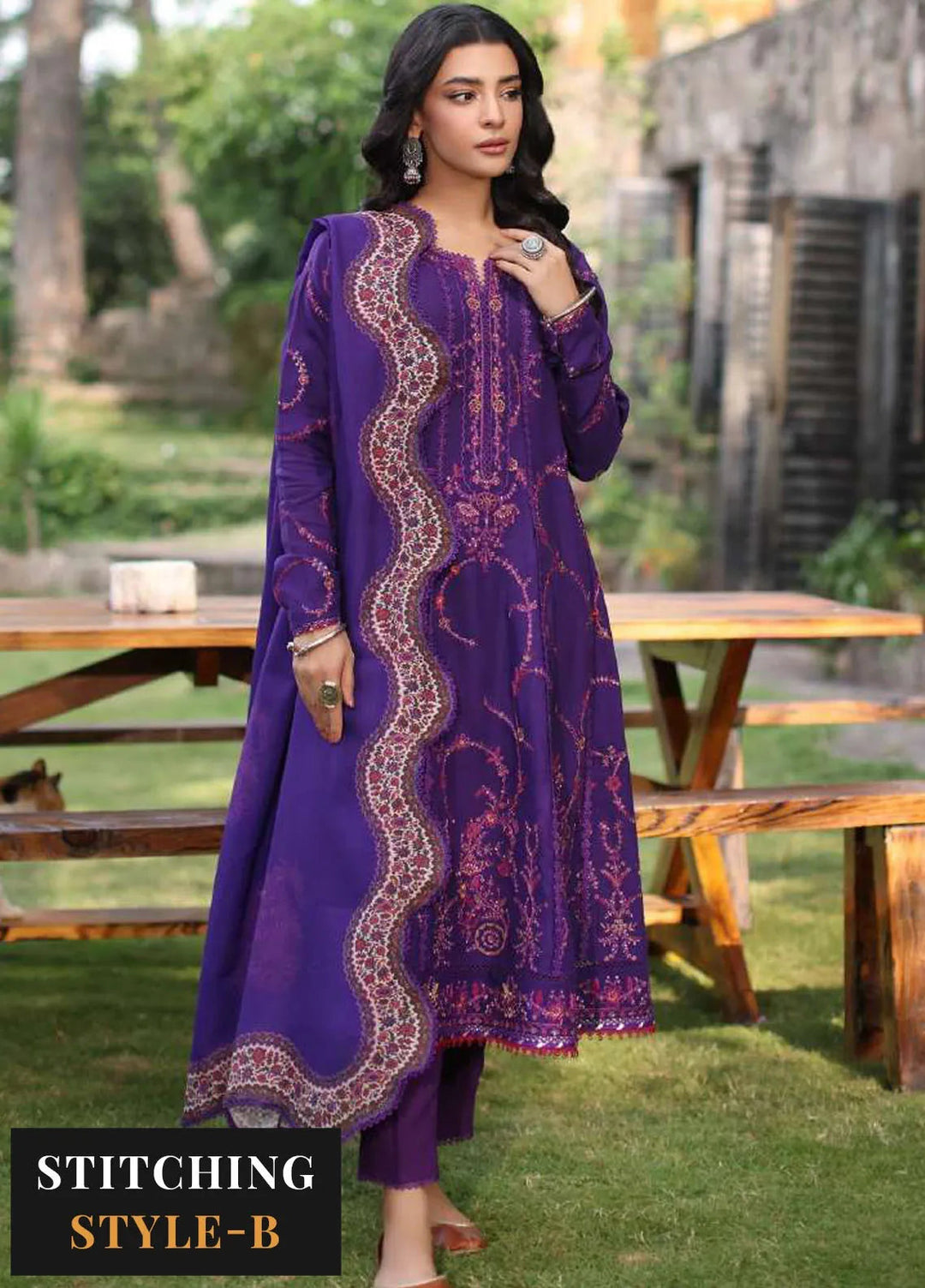 Noor by Saadia Asad Embroidered Suit Unstitched 3 Piece NSA24SW D-6 Gul-E-Lal - Winter Collection