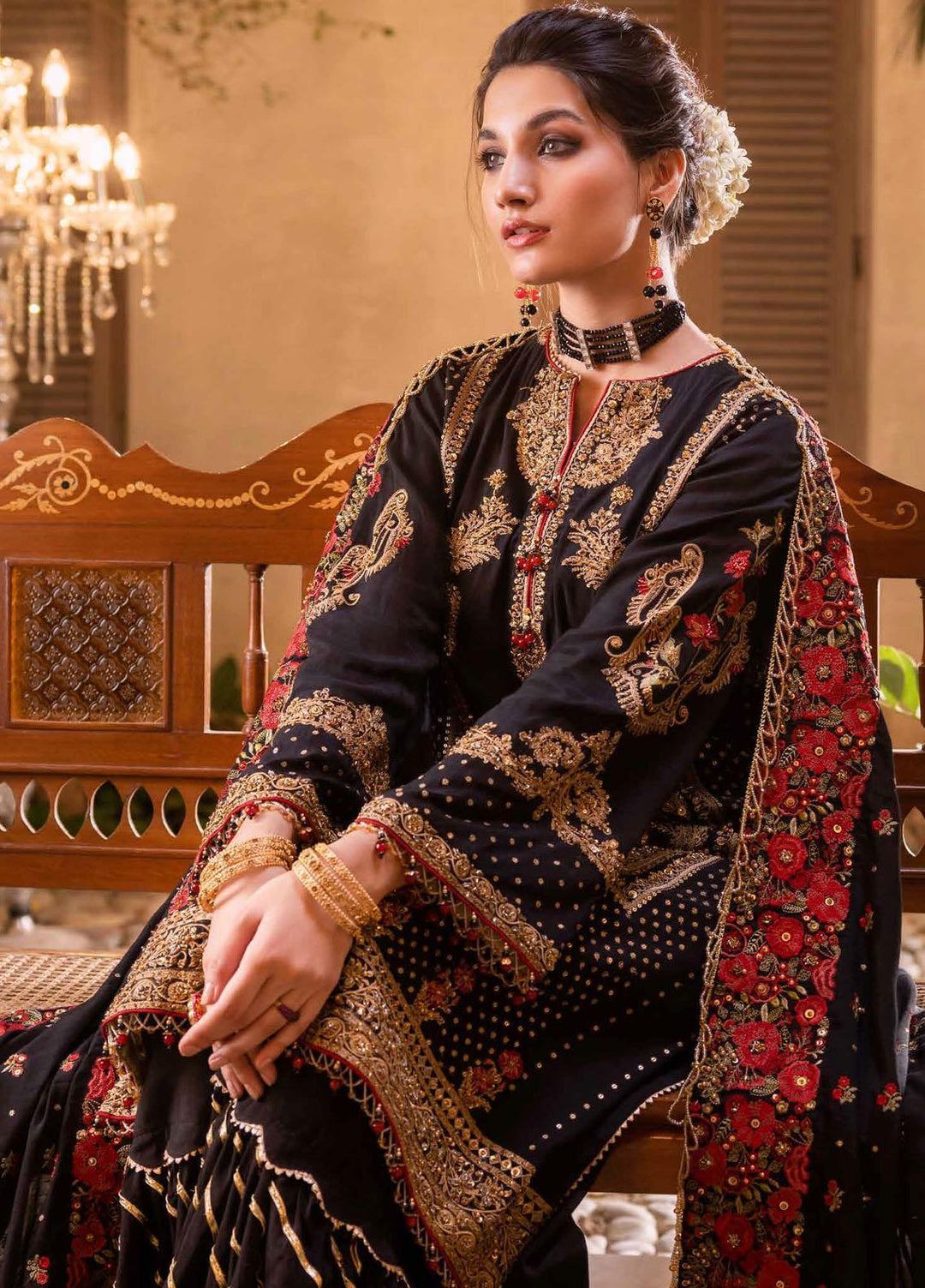 Noor-E-Chasham By Gul Ahmed Embroidered Raw Silk Suits Unstitched 3 Piece GA22NC-V2 NS-22019 - Luxury Collection