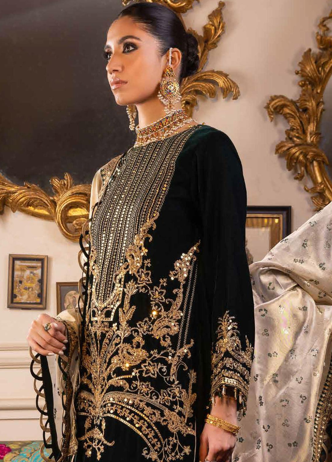 Noor-E-Chasham By Gul Ahmed Embroidered Velvet Suits Unstitched 3 Piece GA22NC-V2 NS-22020 - Luxury Collection