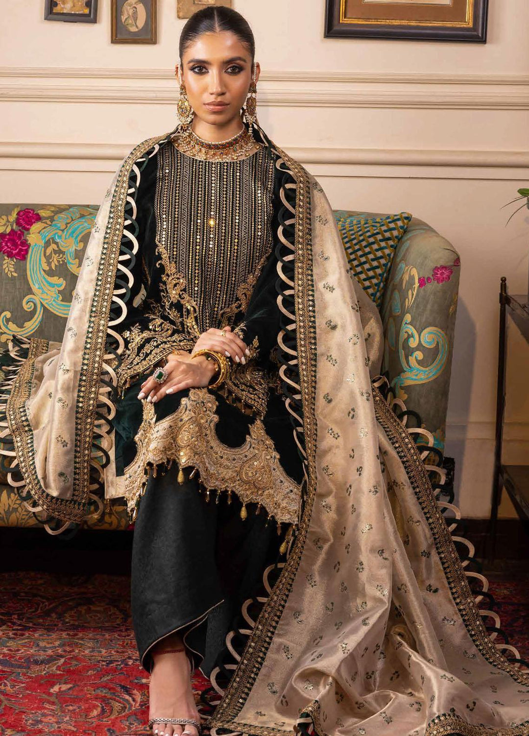 Noor-E-Chasham By Gul Ahmed Embroidered Velvet Suits Unstitched 3 Piece GA22NC-V2 NS-22020 - Luxury Collection