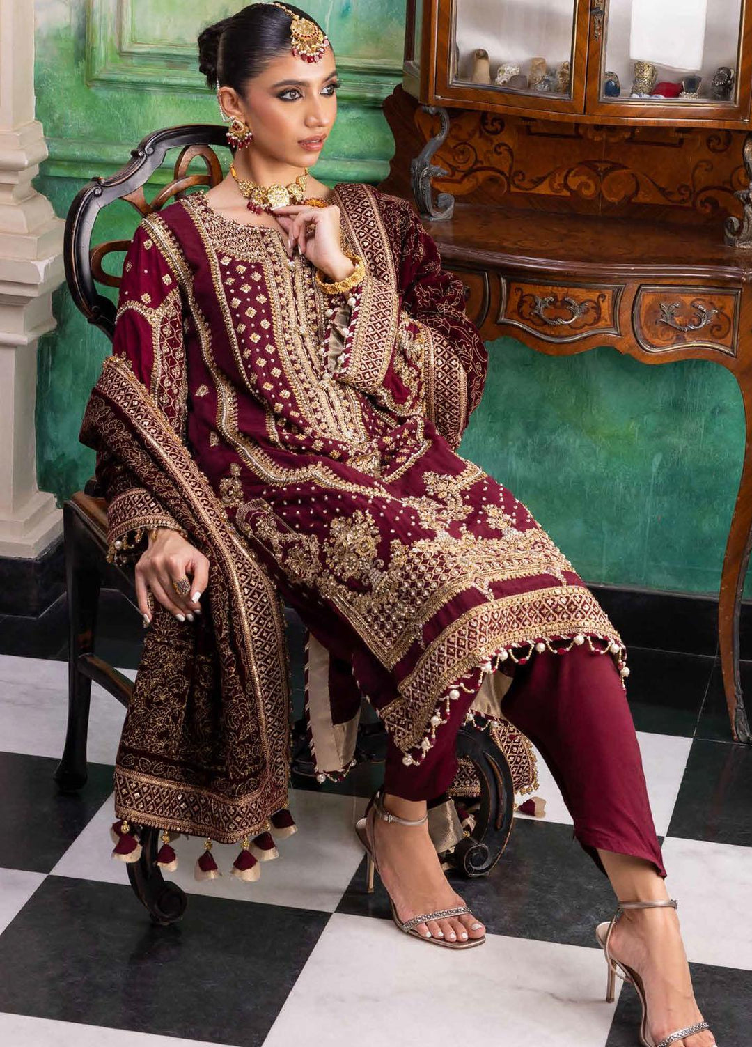 Noor-E-Chasham By Gul Ahmed Embroidered Raw Silk Suits Unstitched 3 Piece GA22NC-V2 NS-22026 - Luxury Collection
