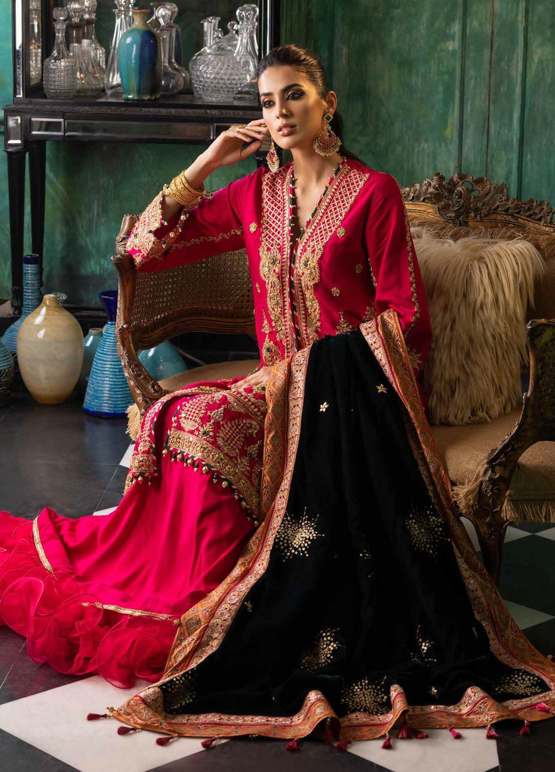 Noor-E-Chasham By Gul Ahmed Embroidered Raw Silk Suits Unstitched 3 Piece GA22NC-V2 NS-22029 - Luxury Collection