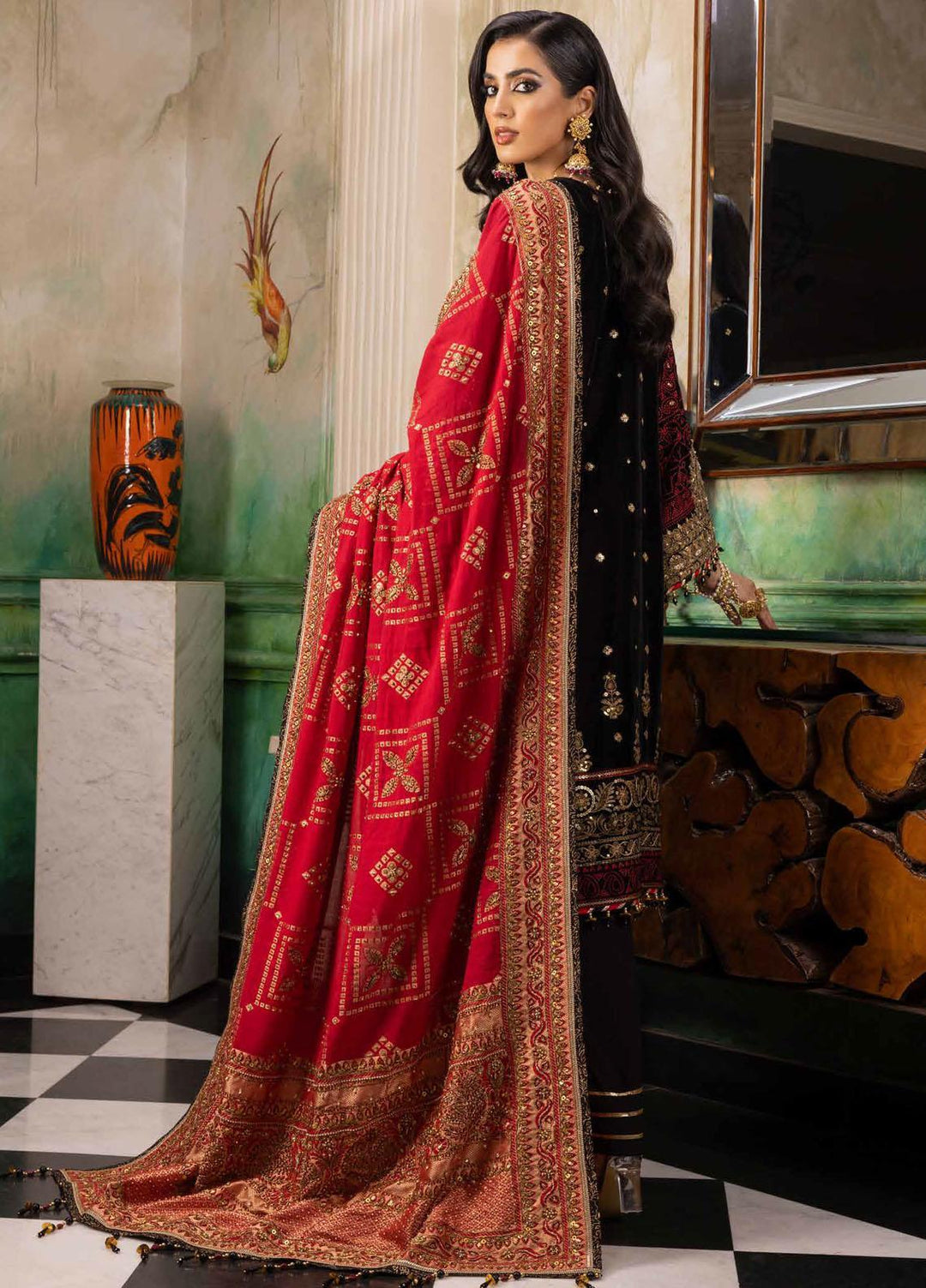 Noor-E-Chasham By Gul Ahmed Embroidered Velvet Suits Unstitched 3 Piece GA22NC-V2 NS-22030 - Luxury Collection