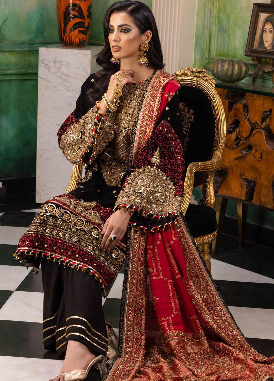 Noor-E-Chasham By Gul Ahmed Embroidered Velvet Suits Unstitched 3 Piece GA22NC-V2 NS-22030 - Luxury Collection