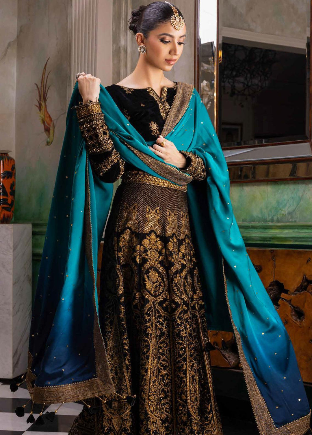 Noor-E-Chasham By Gul Ahmed Embroidered Velvet Suits Unstitched 3 Piece GA22NC-V2 NS-22038 - Luxury Collection