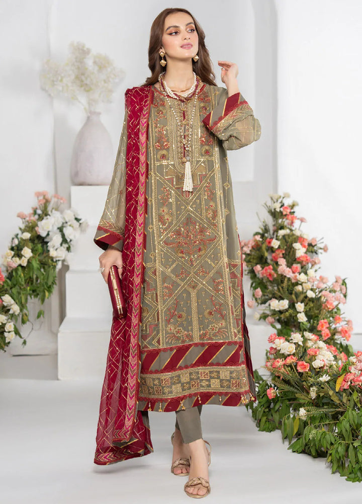 Noor-E-Jahan By Strawberry Embroidered Chiffon Suit Unstitched 4 Piece STB24N D-02 - Festive Collection