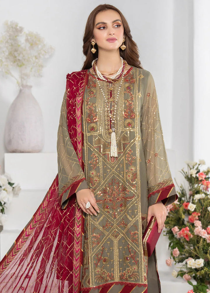Noor-E-Jahan By Strawberry Embroidered Chiffon Suit Unstitched 4 Piece STB24N D-02 - Festive Collection
