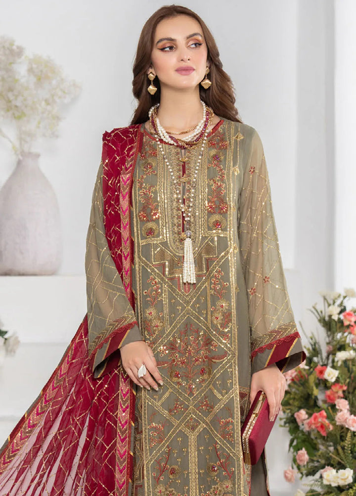 Noor-E-Jahan By Strawberry Embroidered Chiffon Suit Unstitched 4 Piece STB24N D-02 - Festive Collection