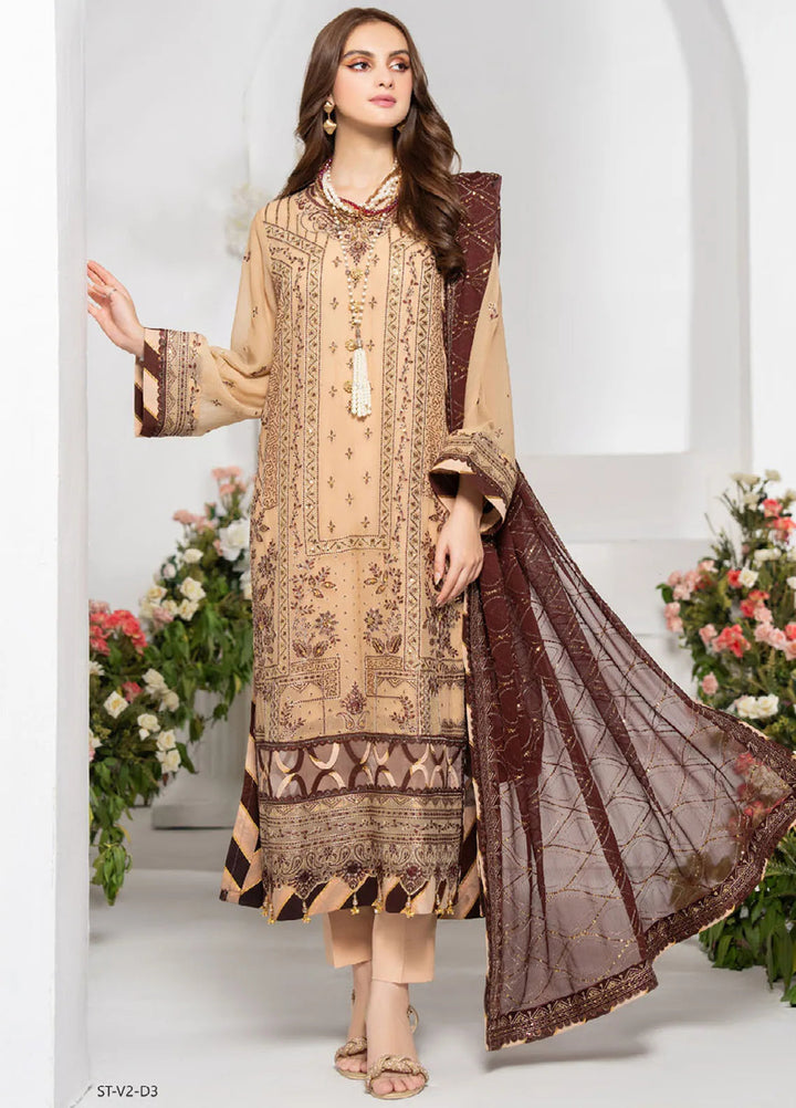 Noor-E-Jahan By Strawberry Embroidered Chiffon Suit Unstitched 4 Piece STB24N D-03 - Festive Collection