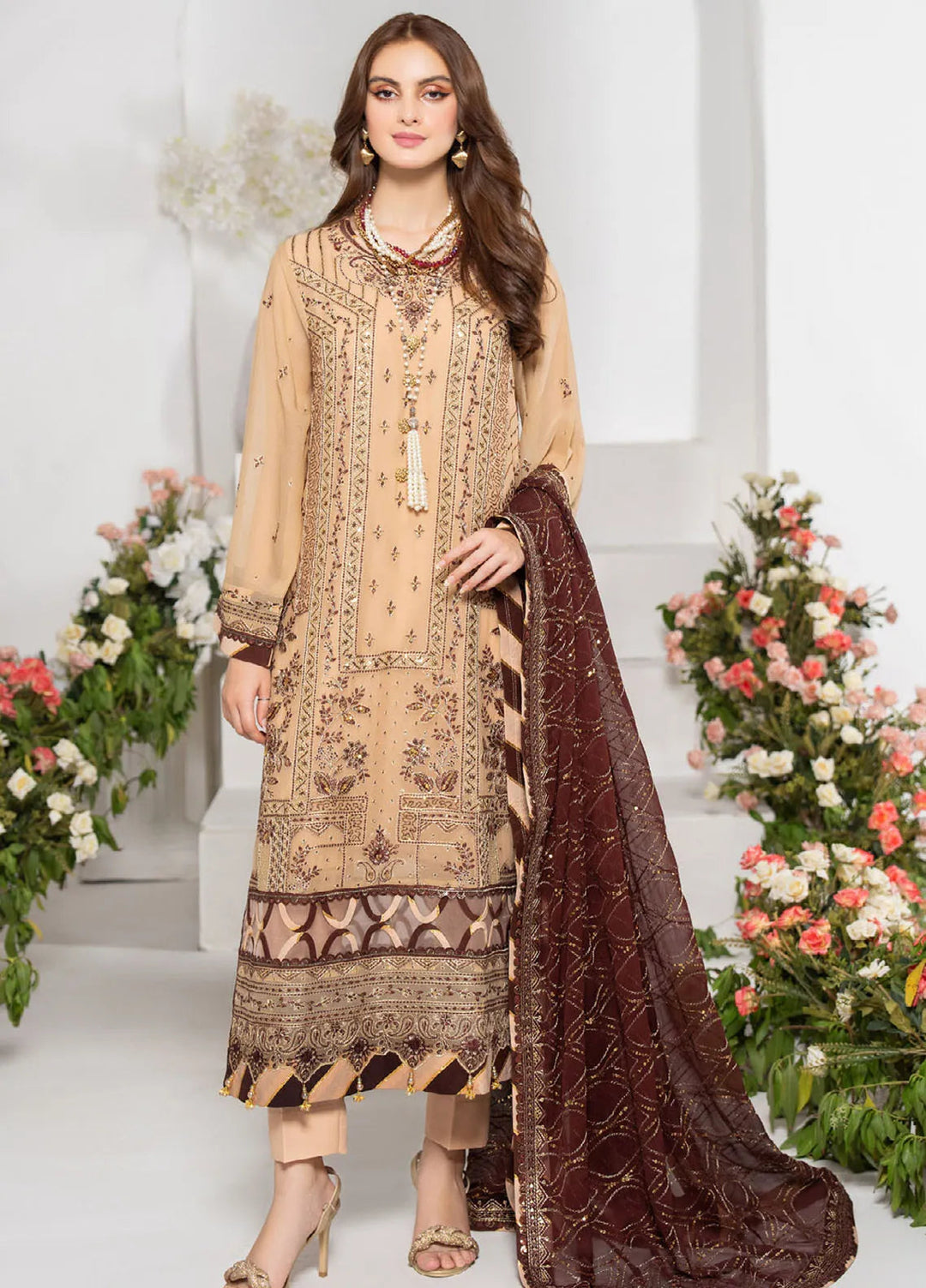 Noor-E-Jahan By Strawberry Embroidered Chiffon Suit Unstitched 4 Piece STB24N D-03 - Festive Collection