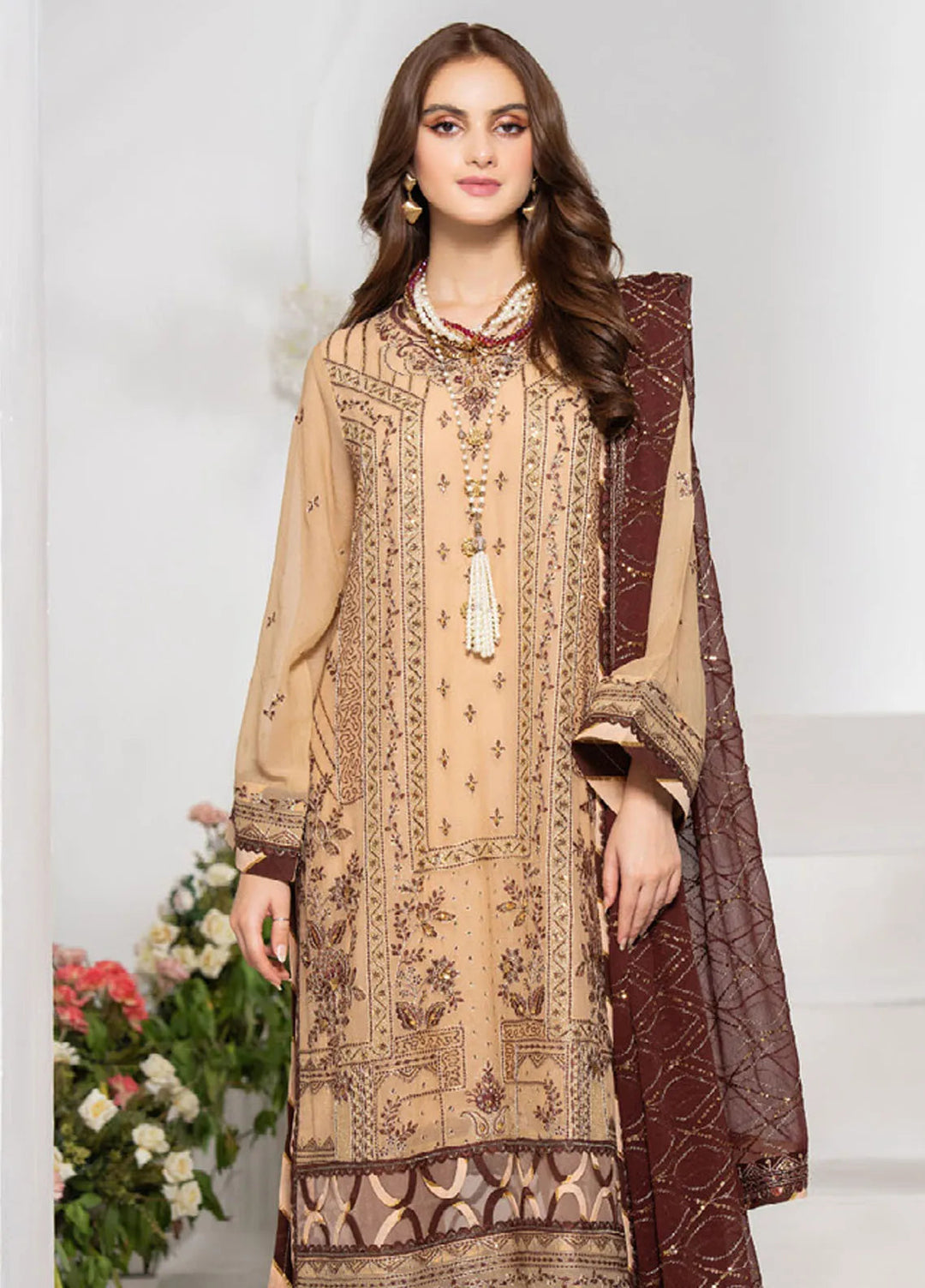 Noor-E-Jahan By Strawberry Embroidered Chiffon Suit Unstitched 4 Piece STB24N D-03 - Festive Collection