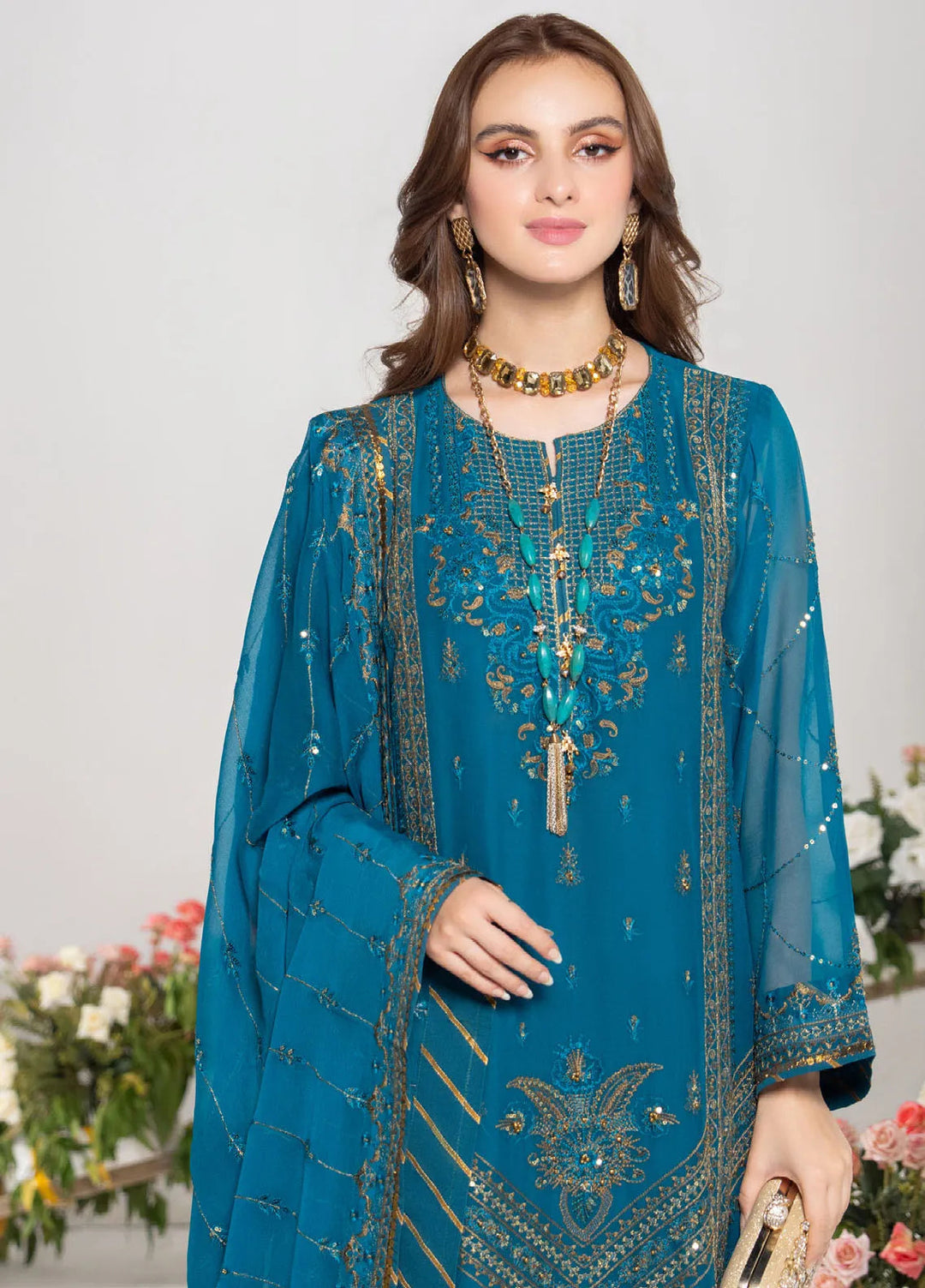 Noor-E-Jahan By Strawberry Embroidered Chiffon Suit Unstitched 4 Piece STB24N D-04 - Festive Collection
