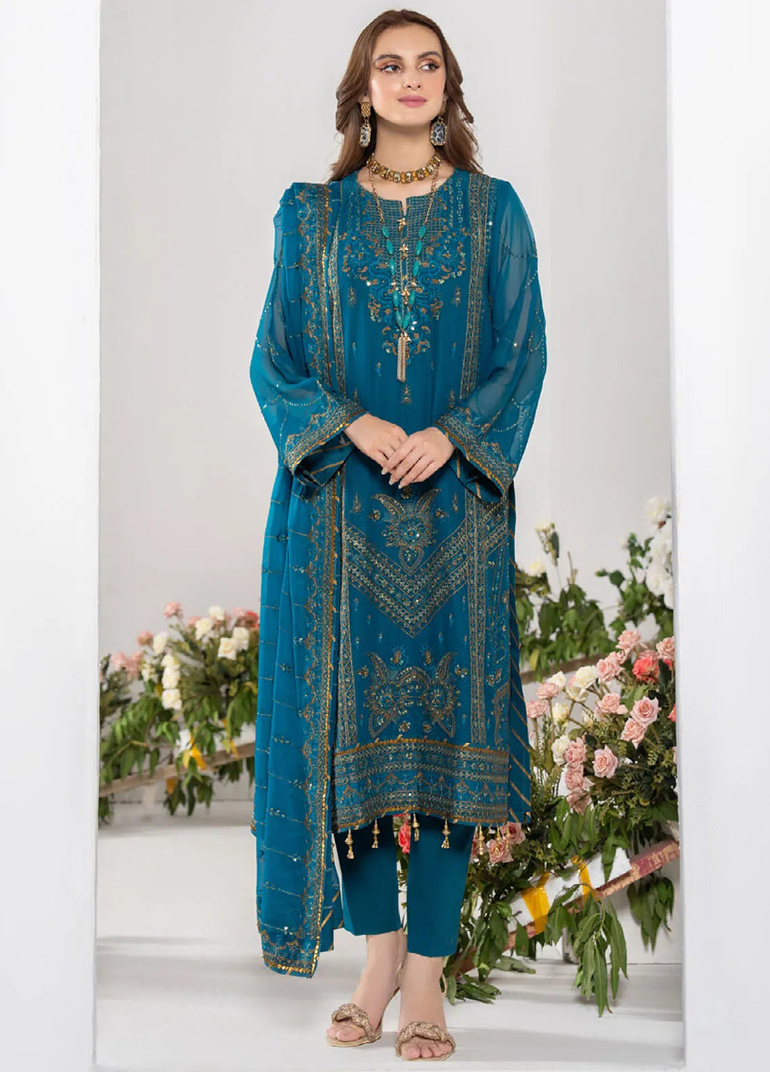 Noor-E-Jahan By Strawberry Embroidered Chiffon Suit Unstitched 4 Piece STB24N D-04 - Festive Collection