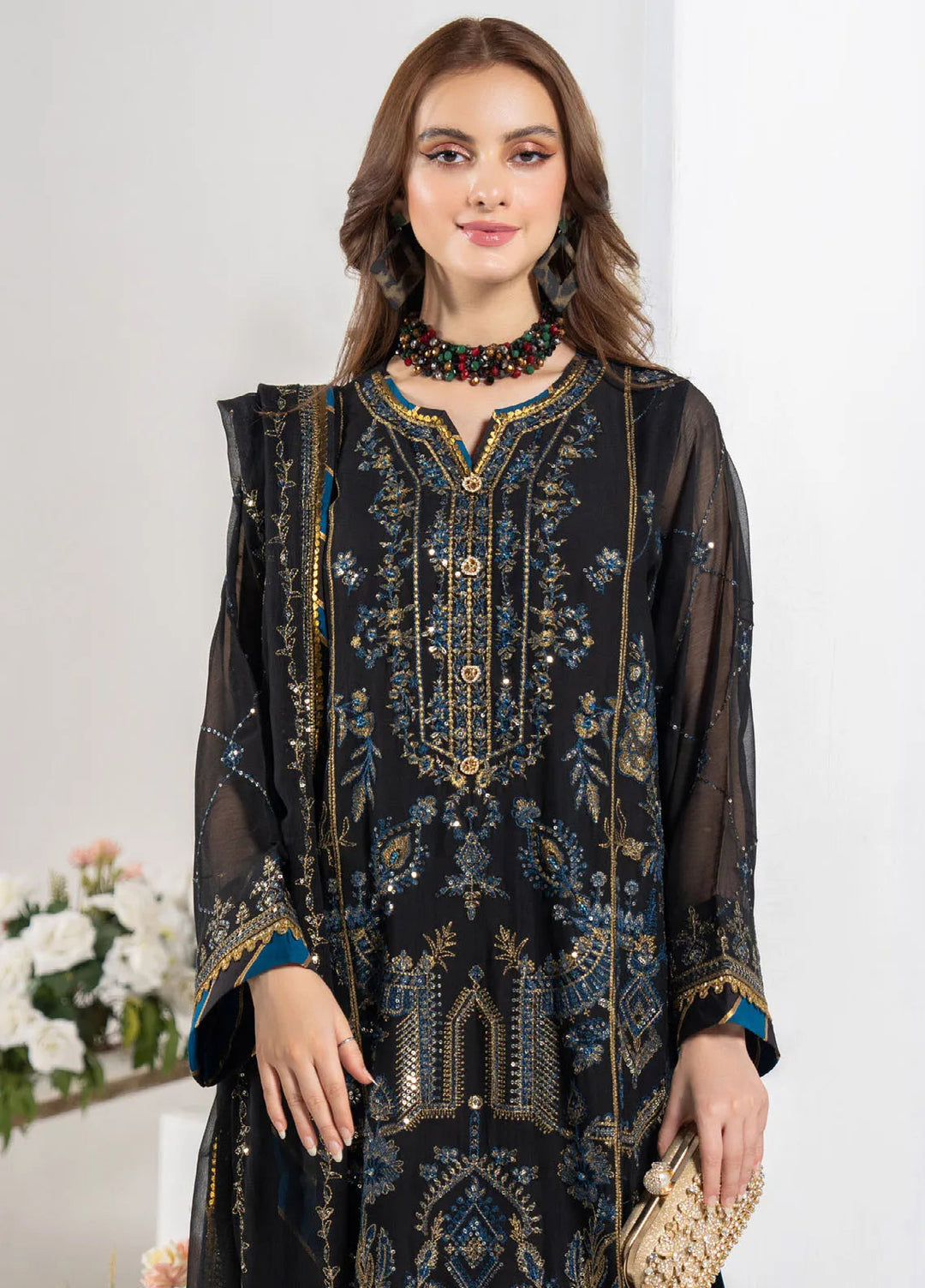 Noor-E-Jahan By Strawberry Embroidered Chiffon Suit Unstitched 4 Piece STB24N D-05 - Festive Collection