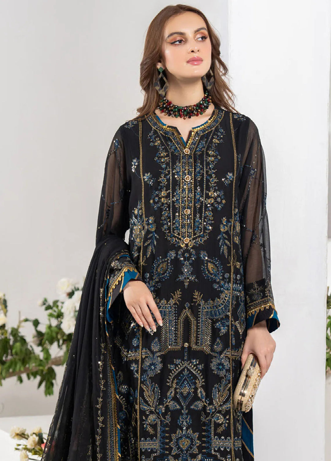 Noor-E-Jahan By Strawberry Embroidered Chiffon Suit Unstitched 4 Piece STB24N D-05 - Festive Collection