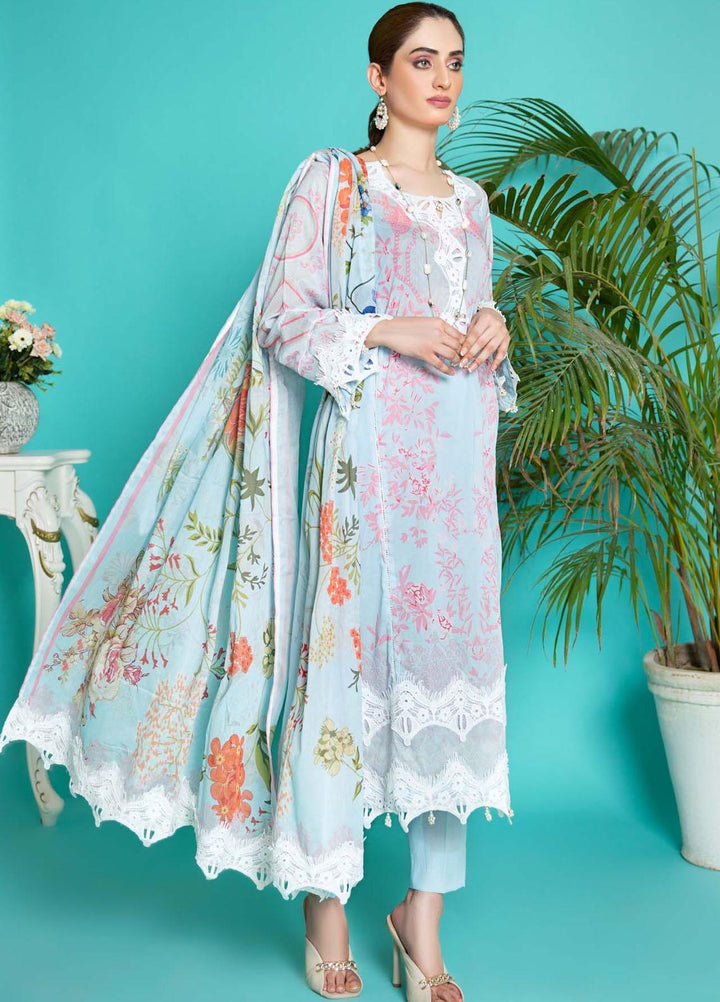 Sahar Printed Lawn Suits Unstitched 3 Piece SHR22NS  SL-SS-DP-003-B - Summer Collection