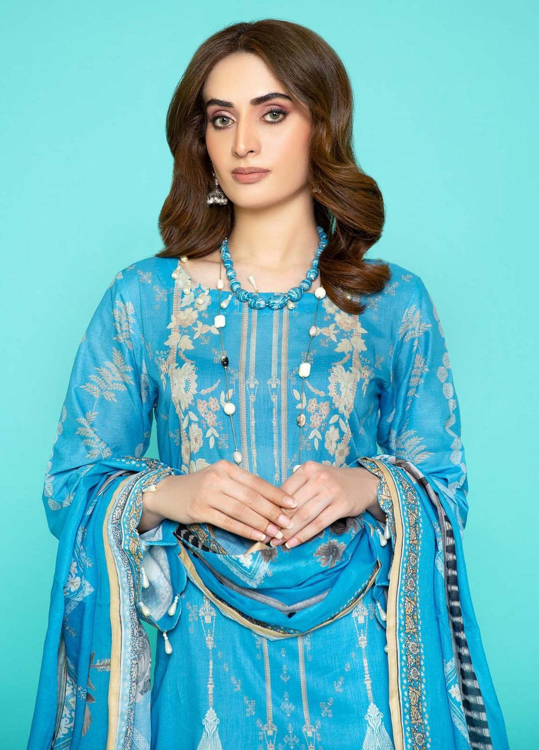 Sahar Printed Lawn Suits Unstitched 3 Piece SHR22NS SL-SS-DP-002-A - Summer Collection