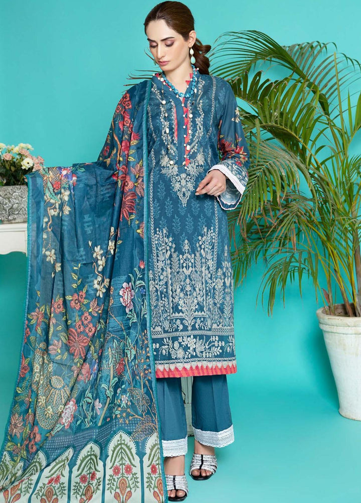 Sahar Printed Lawn Suits Unstitched 3 Piece SHR22NS SL-SS-DP-008-B - Summer Collection