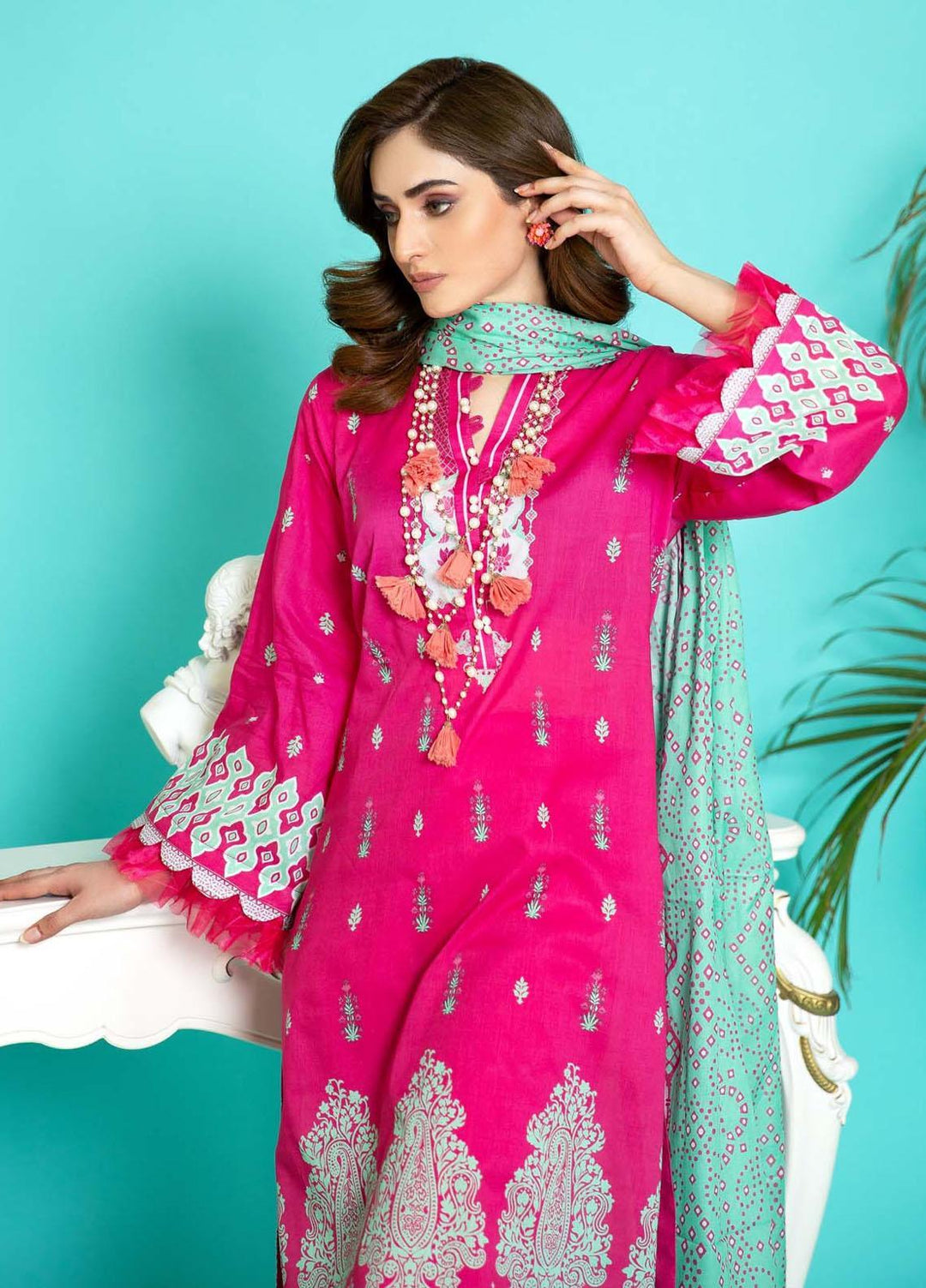 Sahar Printed Lawn Suits Unstitched 3 Piece SHR22NS SL-SS-DP-010-A - Summer Collection