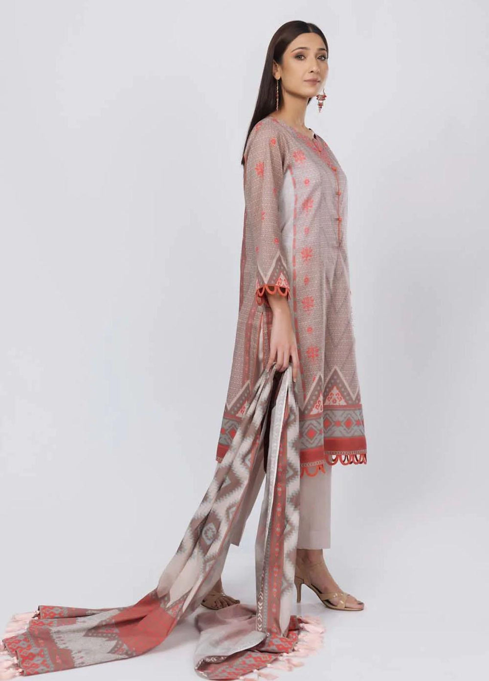 Sahar Printed Lawn Suits Unstitched 3 Piece SHR22NS-2 ETHNIC FLARE (SL-SS-DP-012-B) - Summer Collection
