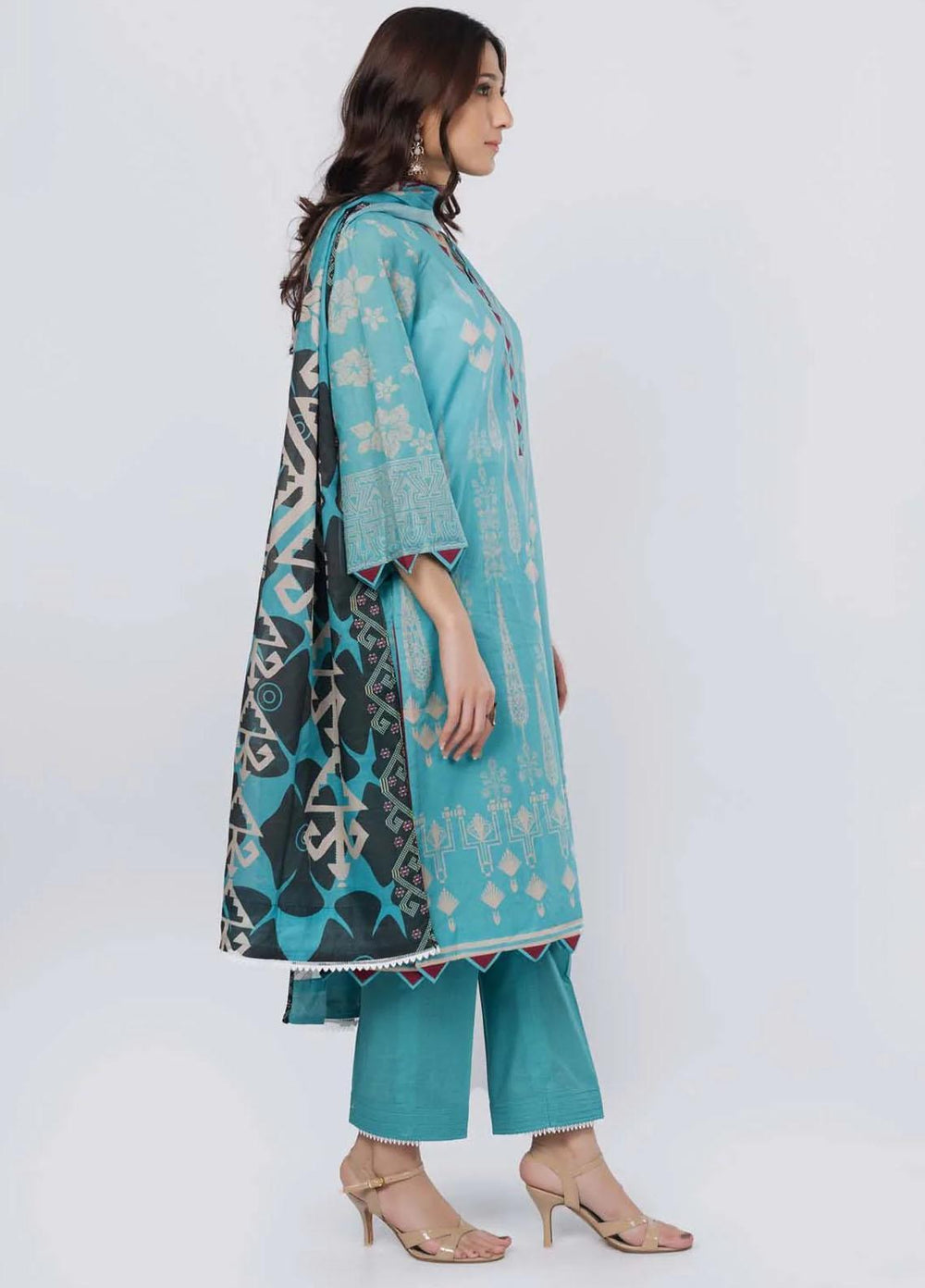 Sahar Printed Lawn Suits Unstitched 3 Piece SHR22NS-2 ANTIQUE (SL-SS-DP-015-B) - Summer Collection