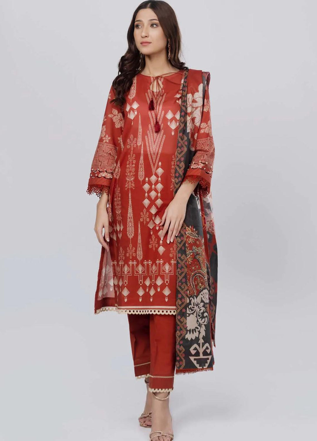 Sahar Printed Lawn Suits Unstitched 3 Piece SHR22NS-2 ANTIQUE (SL-SS-DP-015-A) - Summer Collection