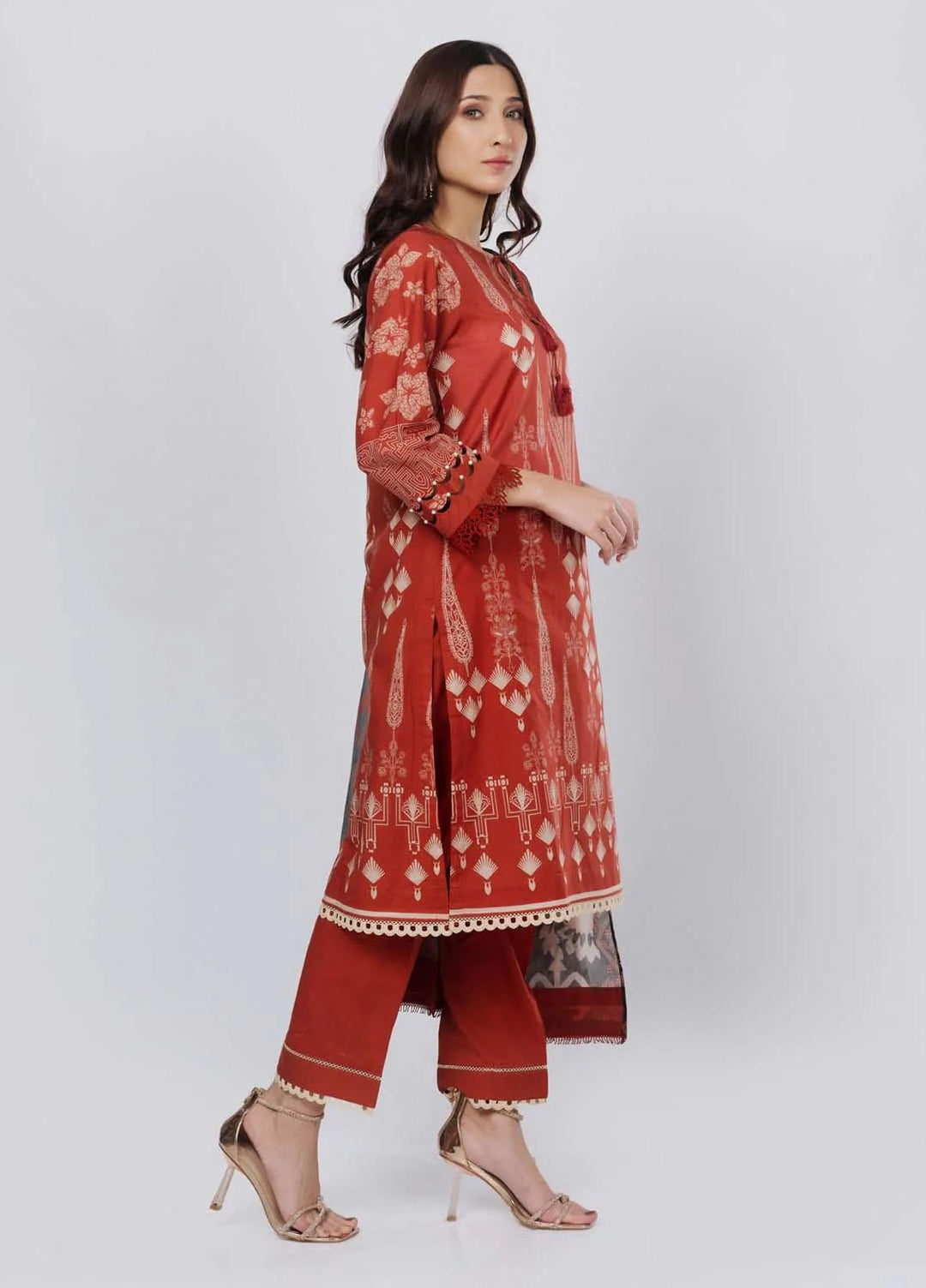 Sahar Printed Lawn Suits Unstitched 3 Piece SHR22NS-2 ANTIQUE (SL-SS-DP-015-A) - Summer Collection
