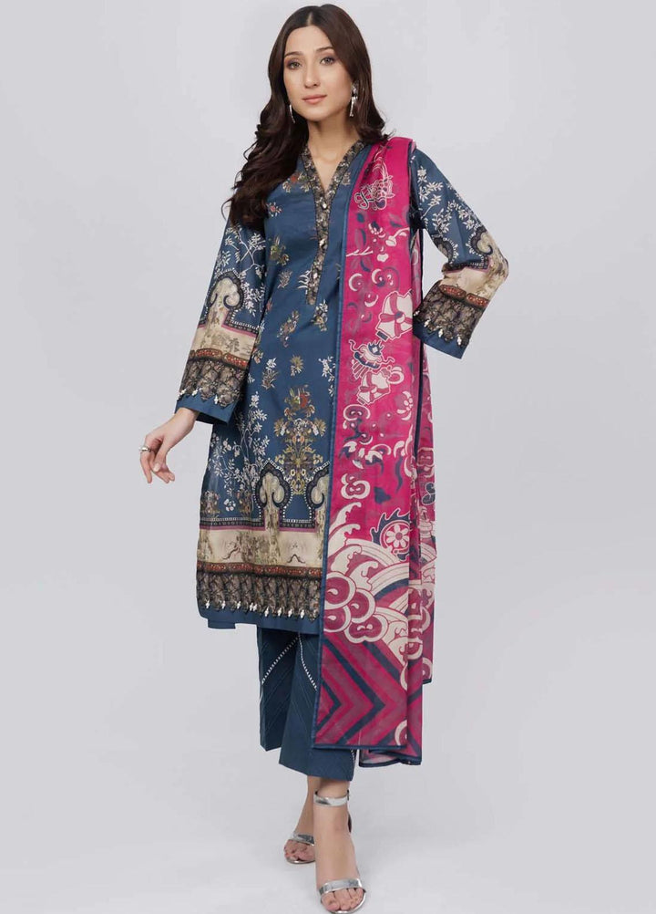 Sahar Printed Lawn Suits Unstitched 3 Piece SHR22NS-2 FLORALGARDEN (SL-SS-DP-016-A) - Summer Collection