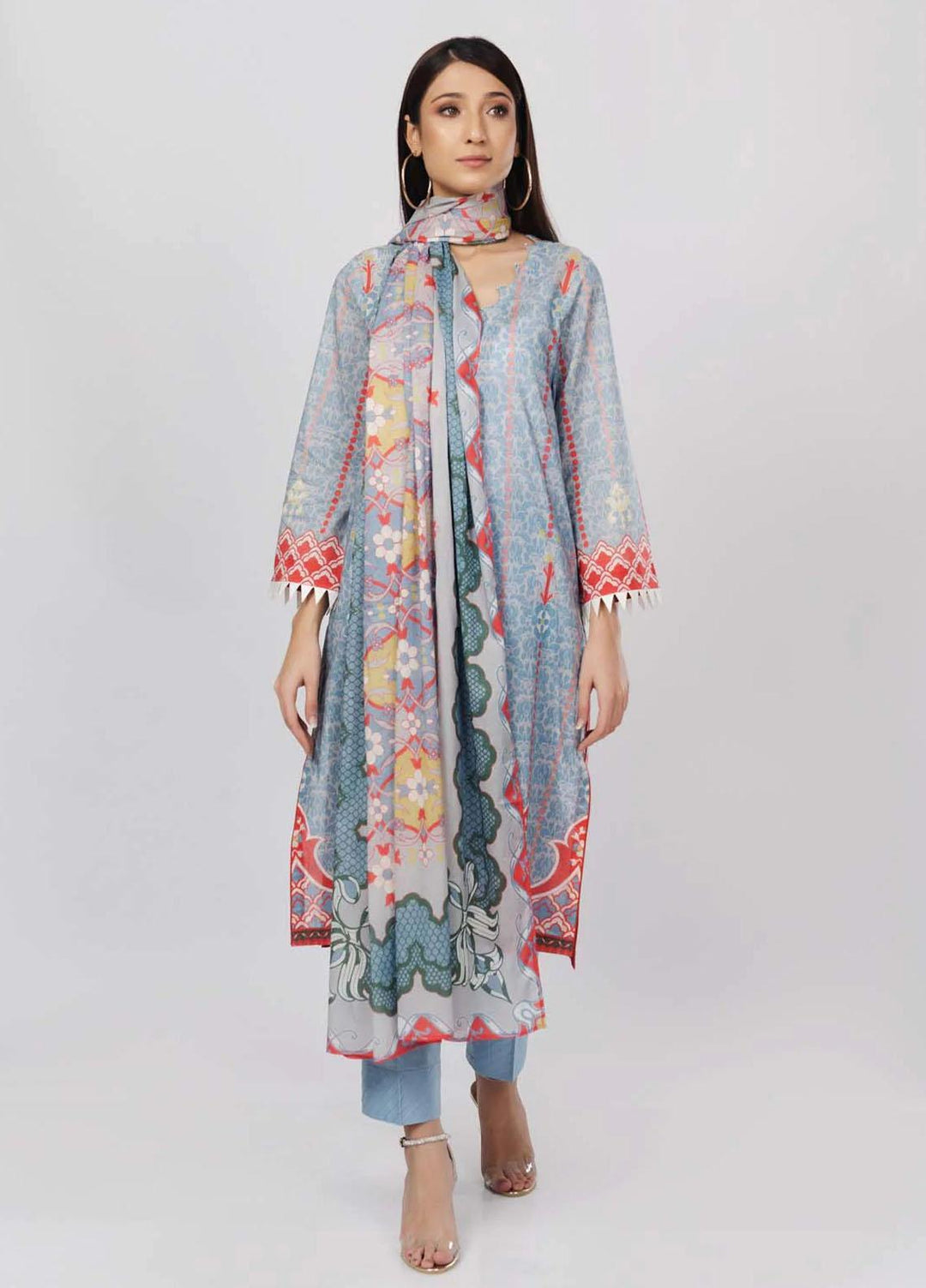 Sahar Printed Lawn Suits Unstitched 3 Piece SHR22NS-2 AURORA (SL-SS-DP-020-B) - Summer Collection